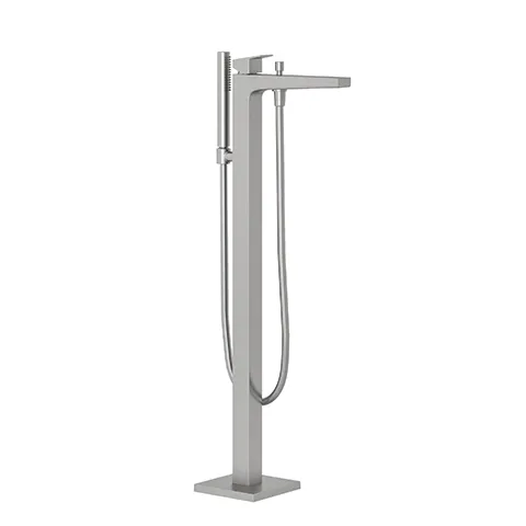 Kludi-DECUS Wannenfüll- und Brause-Einhandmischer in Stainless Brushed Nickel für freistehende Wannen, DN 15, mit automatischer Umstellung, 22 l/min Durchflussmenge