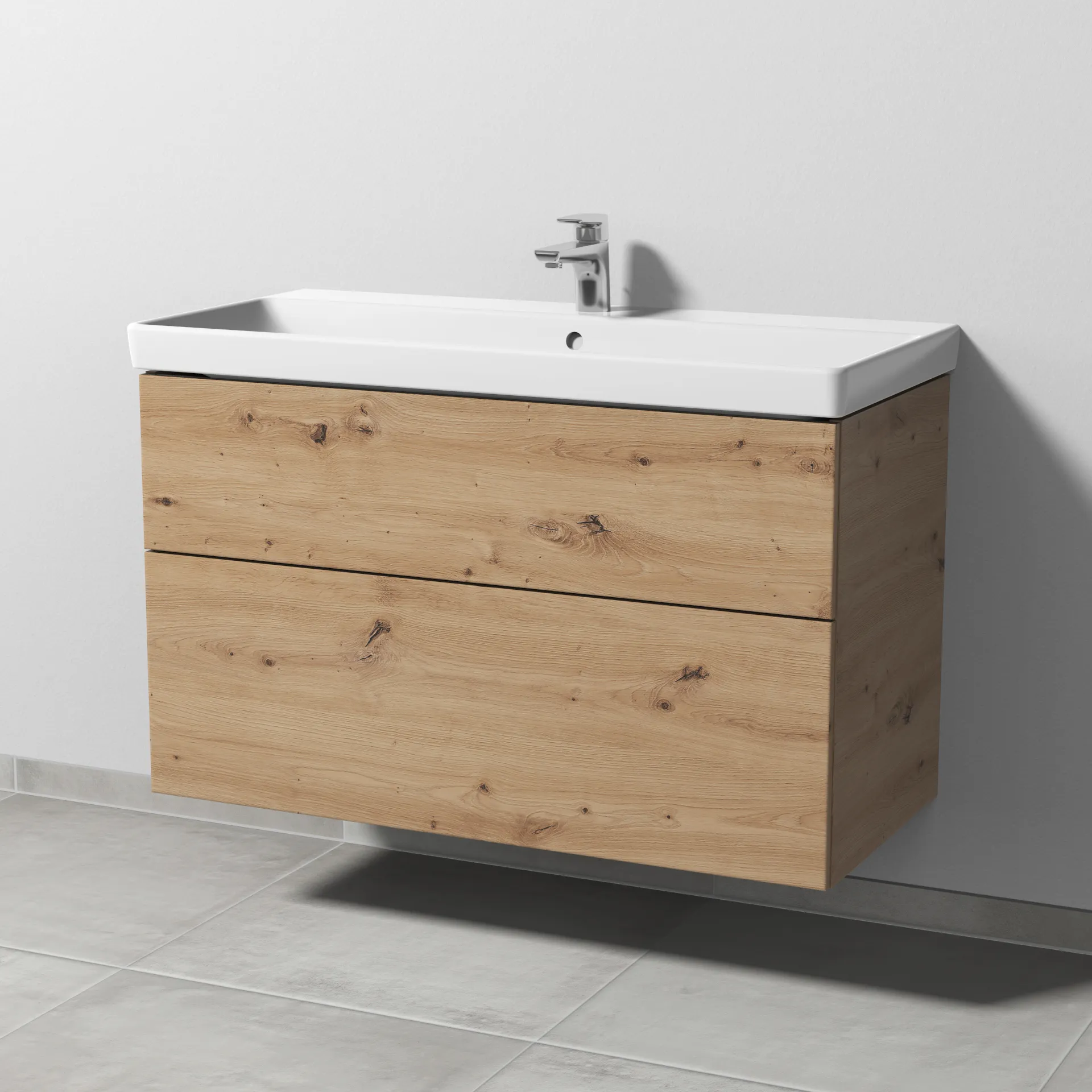 Sanipa Waschtischunterschrank „3way“ passend zu Keramik-Waschtische Avento von Villeroy & Boch 976 × 580 × 452 mm in Eiche Natural-Touch
