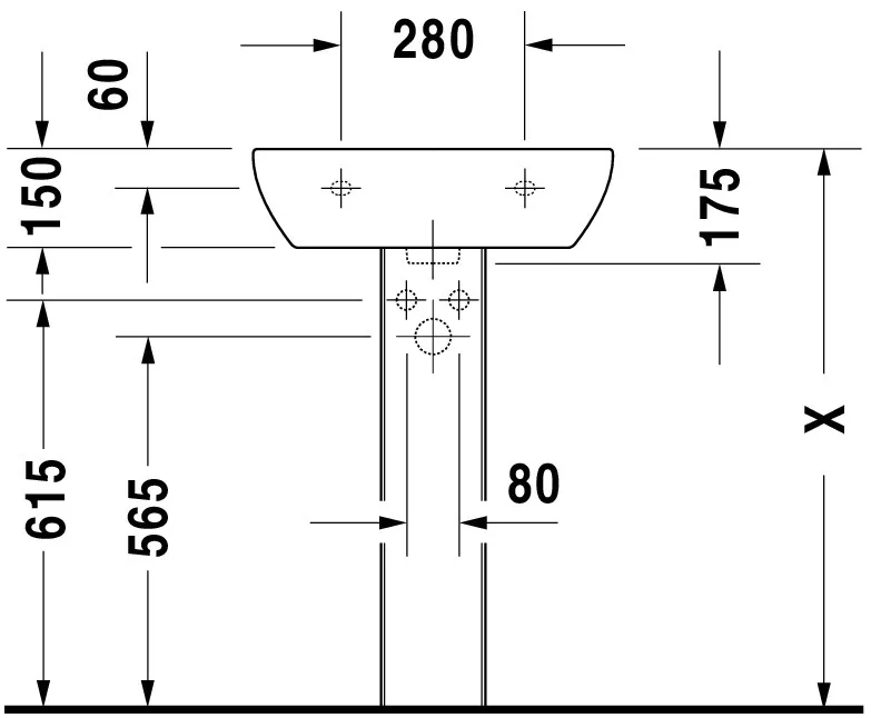 Wandwaschtisch „D-Code“, mit Überlauf 55 × 43 cm 