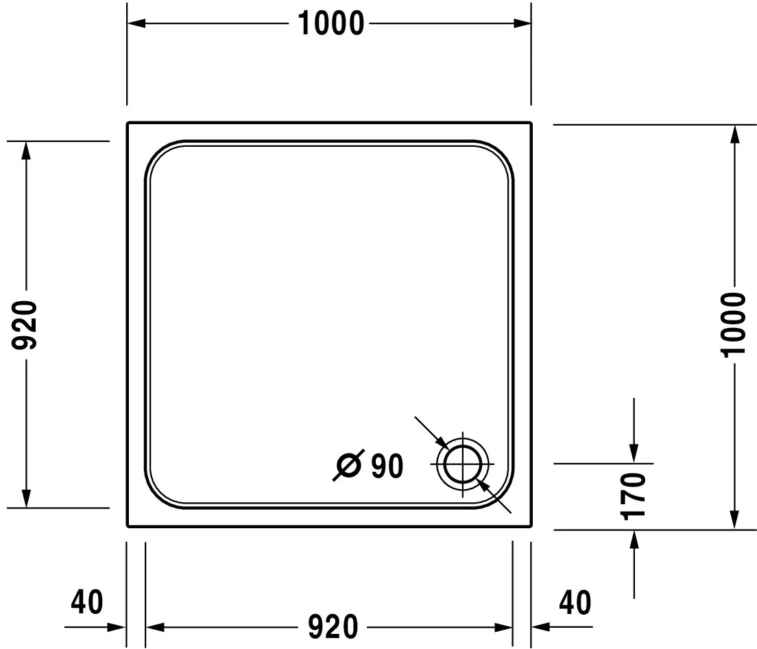 Duravit quadrat Duschwanne „D-Code“ 100 × 100 cm ohne Antislip