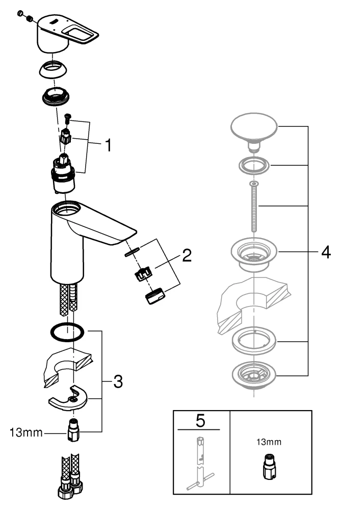 Grohe BauLoop Einhand-Waschtischbatterie M-Size chrom Grohe BauLoop Einhand-Waschtischbatterie M-Size chrom