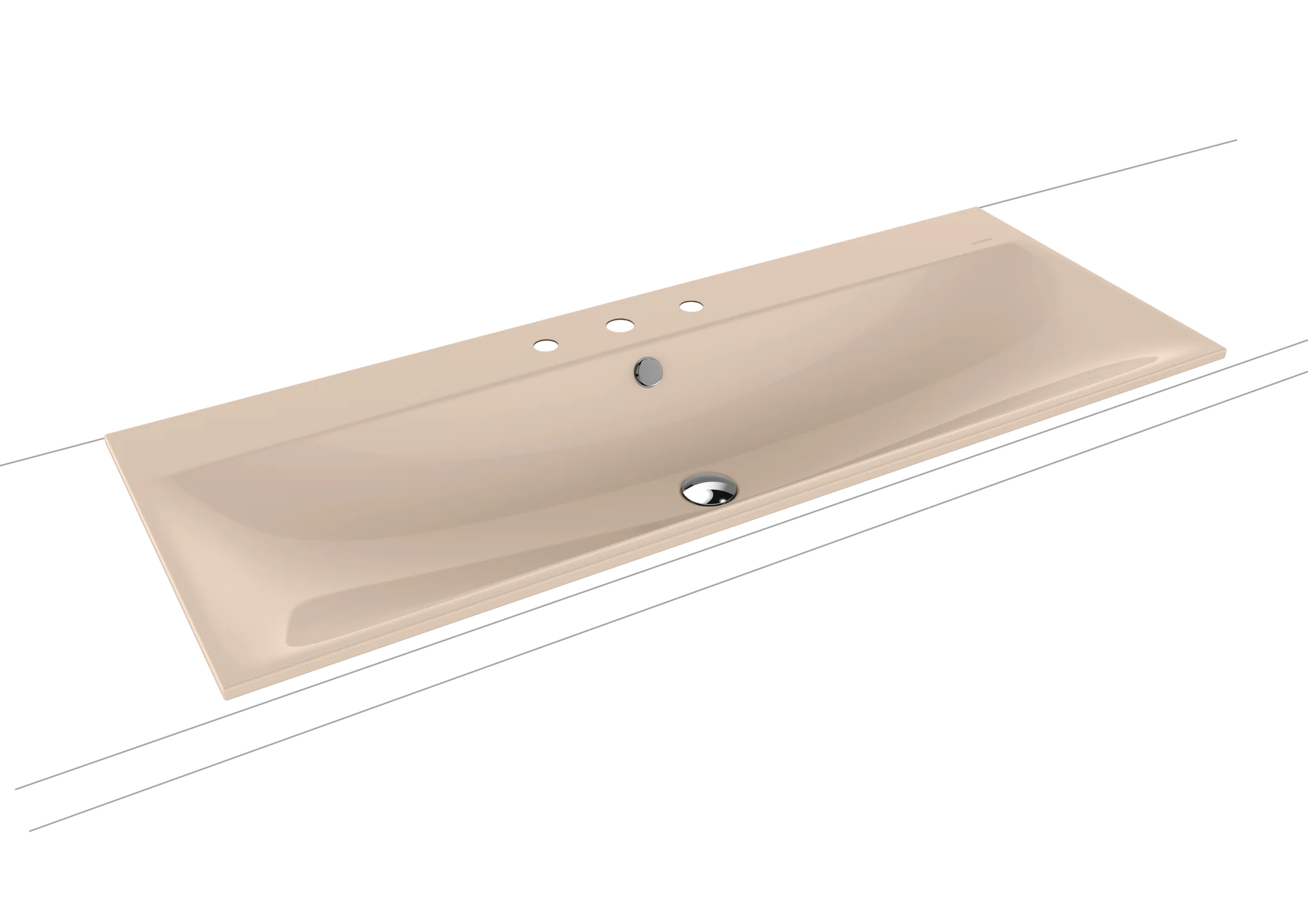 Kaldewei SILENIO Einbauwaschtisch, 1200x460 mm, bahamabeige, Perl-Effekt, Antidröhn, 3HL, mit Überlauf, chrom