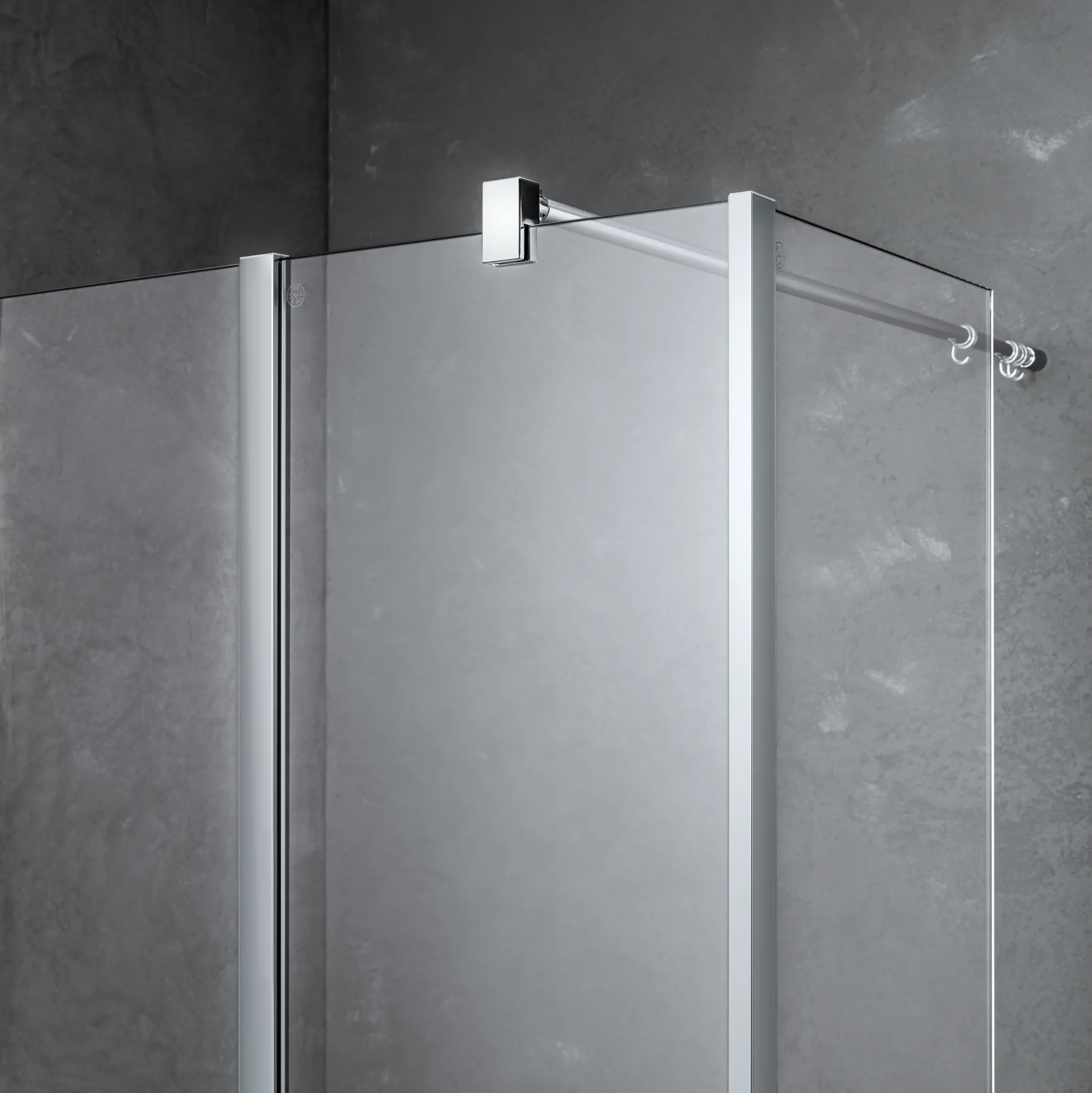 Kermi Duschdesign Walk-In-Duschkabine Festfeld im Winkel „WALK-IN XB“ Glas Klar, Profile Silber Hochglanz, BV: 317 - 317 mm H: 2000 mm