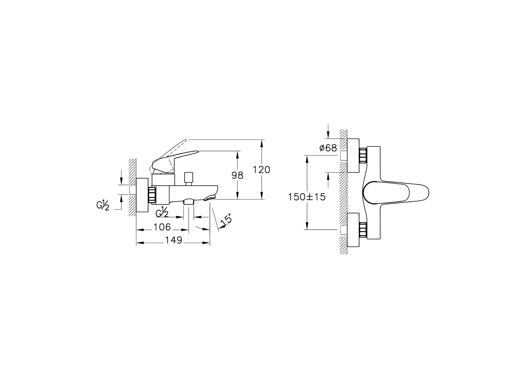 Flow Round Einhebel-Wannenfüll- und Brausearmatur Aufputzmontage Chrom Flow Round Einhebel-Wannenfüll- und Brausearmatur Aufputzmontage Chrom