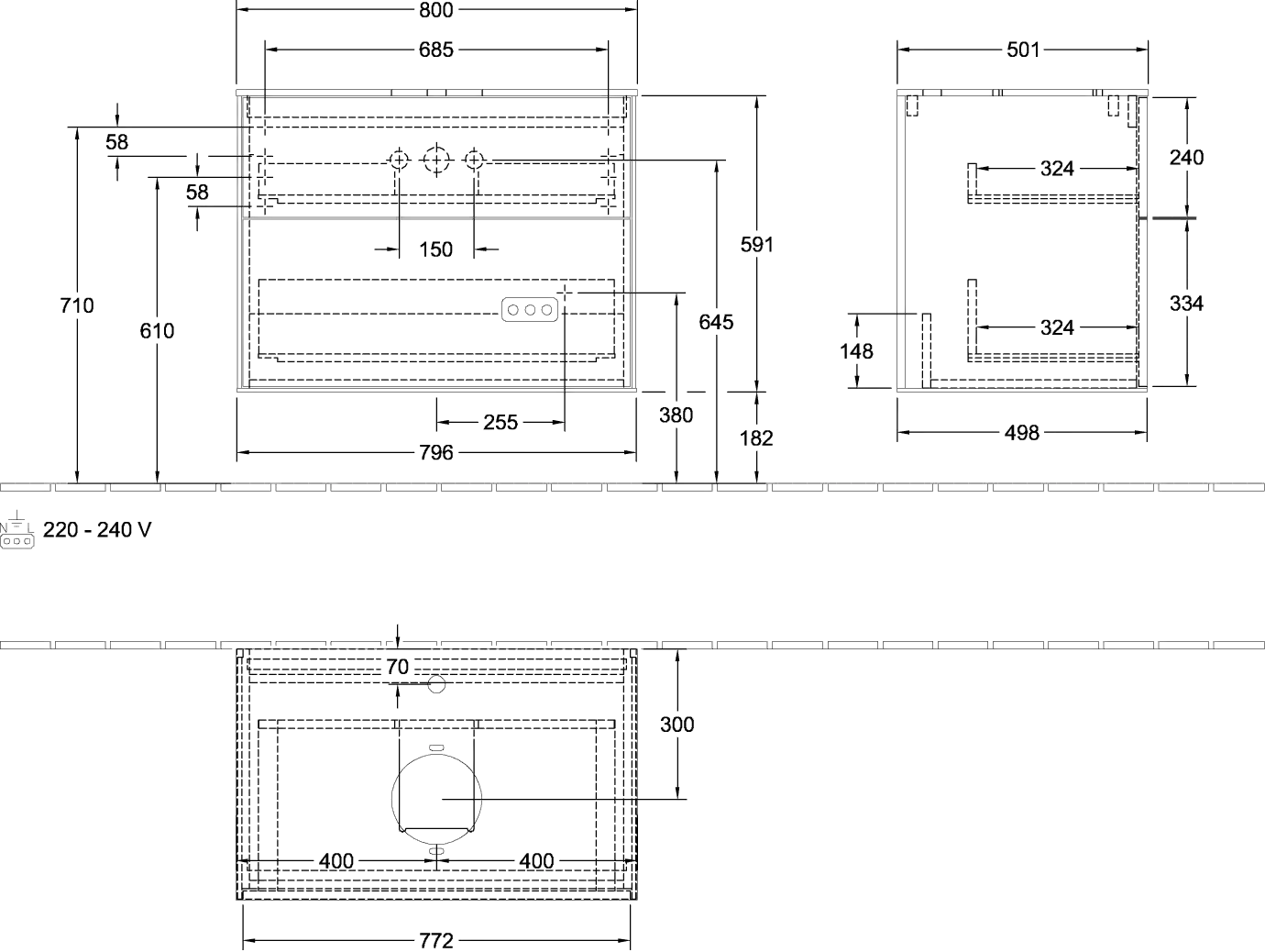 Villeroy & Boch Waschtischunterschrank „Finion“ für Schrankwaschtisch 800 × 603 × 501 mm Peony Matt Lacquer, für Becken mittig, mit Hahnlochbohrung Villeroy & Boch Waschtischunterschrank „Finion“ für Schrankwaschtisch 800 × 603 × 501 mm Peony Matt Lacquer, für Becken mittig, mit Hahnlochbohrung