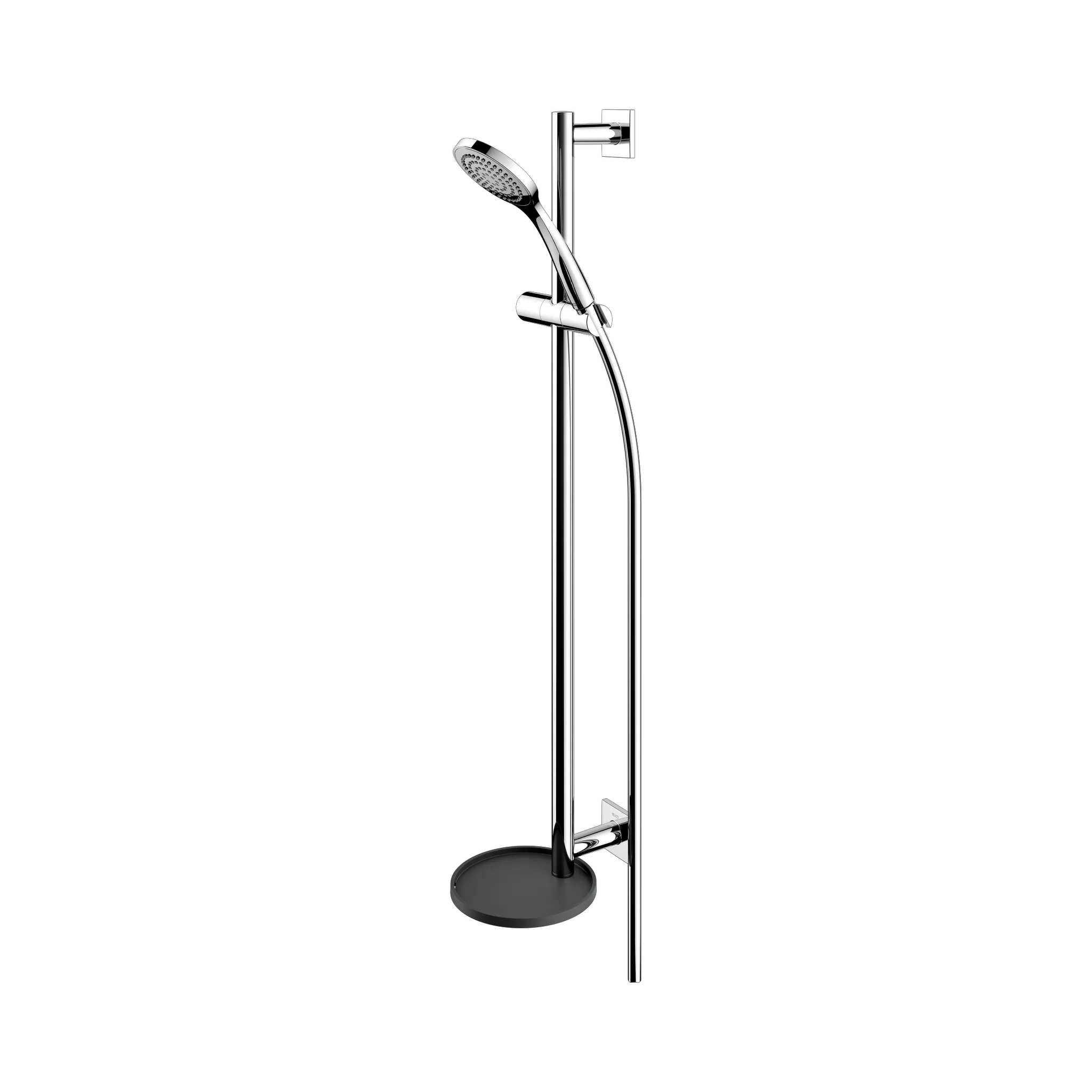 IXMO 59587010912 Brause-Set eckig mit Ablage schwarzgrau 855 mm verchromt