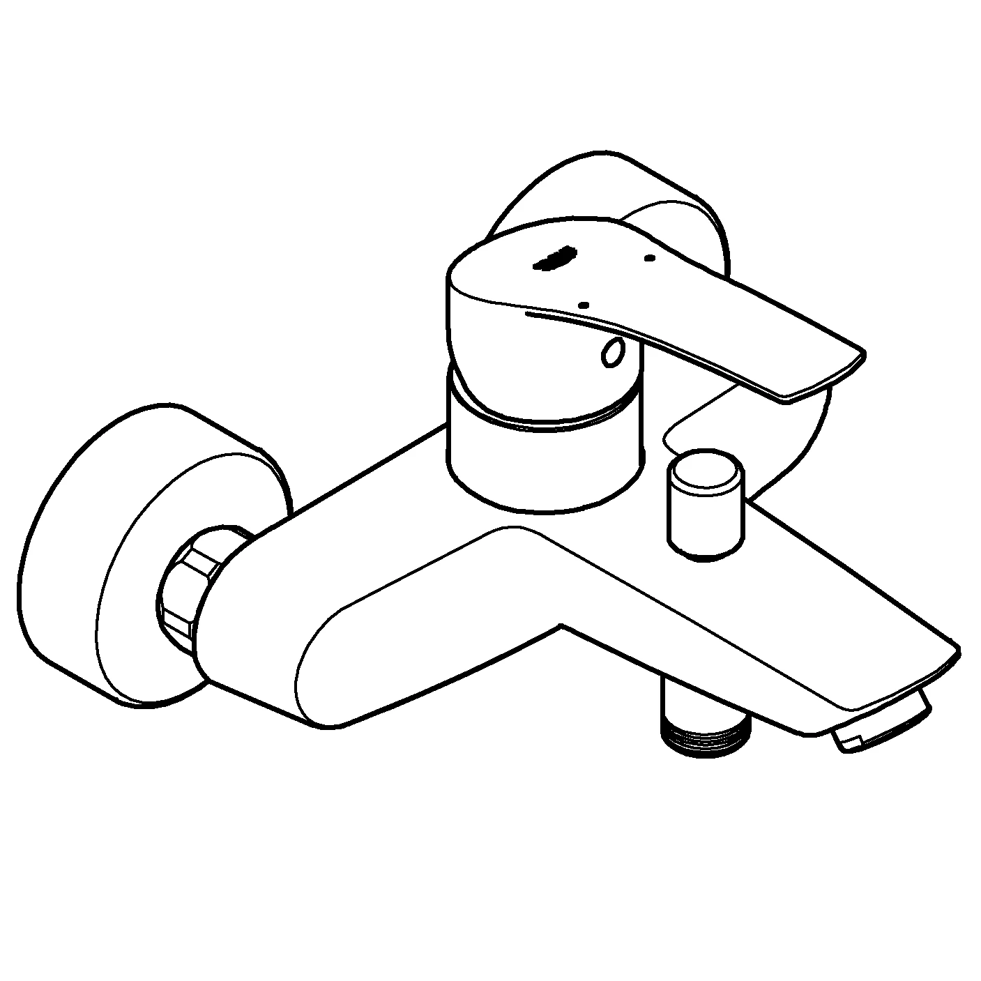 Einhand-Wannenbatterie Eurosmart 33300_3, Wandmontage, Temperaturbegrenzer, S-Anschlüsse, eigensicher, chrom