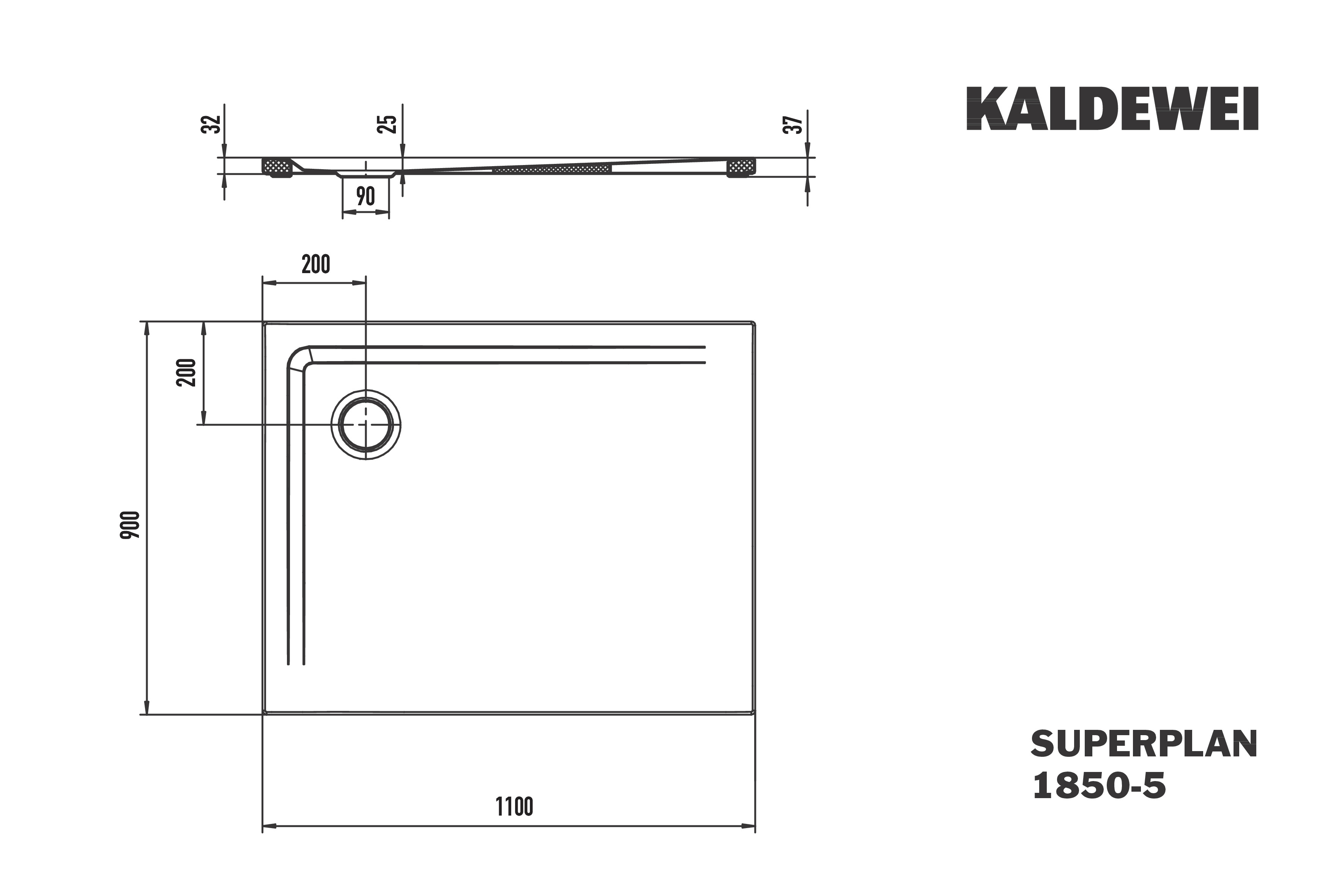 Kaldewei Duschwanne „Superplan“ 90 × 110 cm