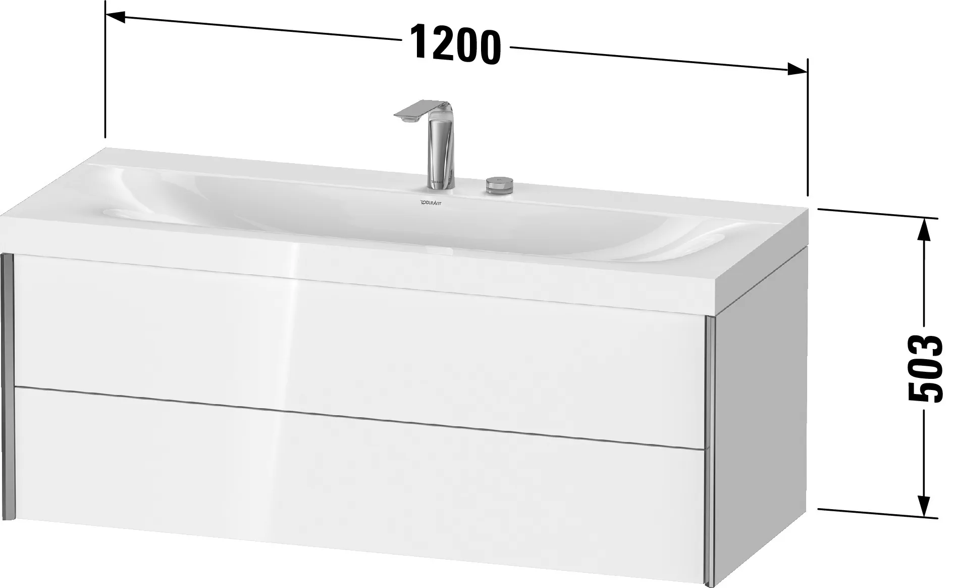 Duravit Waschtischunterschrank wandhängend „XViu“ 120 × 50,3 × 48 cm in Basalt Matt