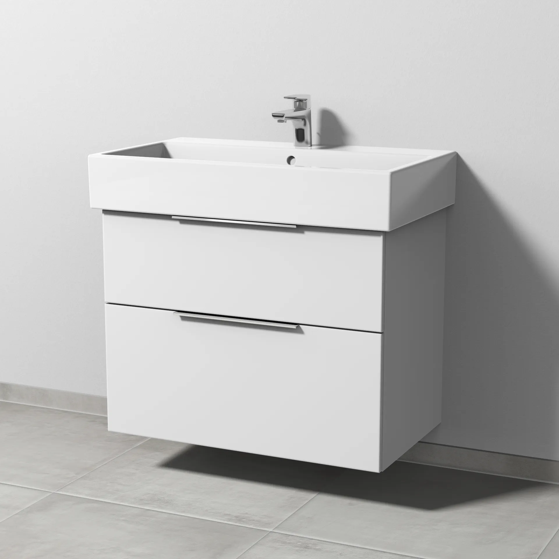 Sanipa Waschtischunterschrank „3way“ passend zu Keramik-Waschtische Vero Air von Duravit 750 × 591 × 447 mm in Weiß-Soft