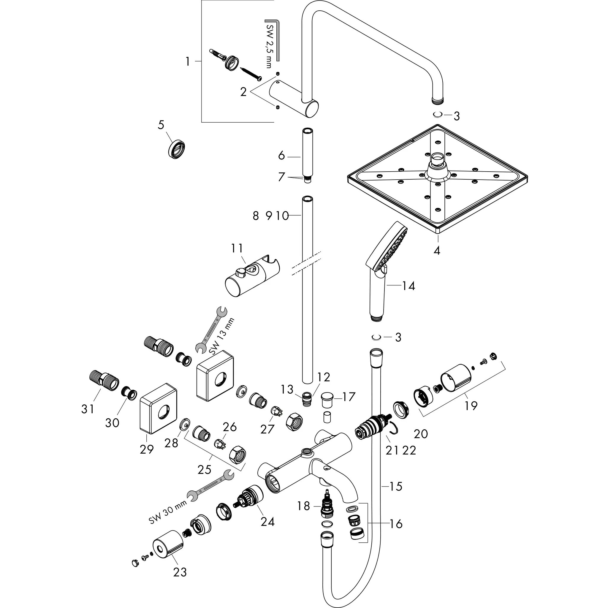 Hansgrohe Vernis Shape Showerpipe 240 1jet mit Wannenthermostat, Mattschwarz Hansgrohe Vernis Shape Showerpipe 240 1jet mit Wannenthermostat, Mattschwarz