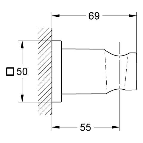 Grohe Wandbrausehalter Rainshower, nicht verstellbar, eckige Rosette, Grohe LongLife Oberfläche, in hard graphite