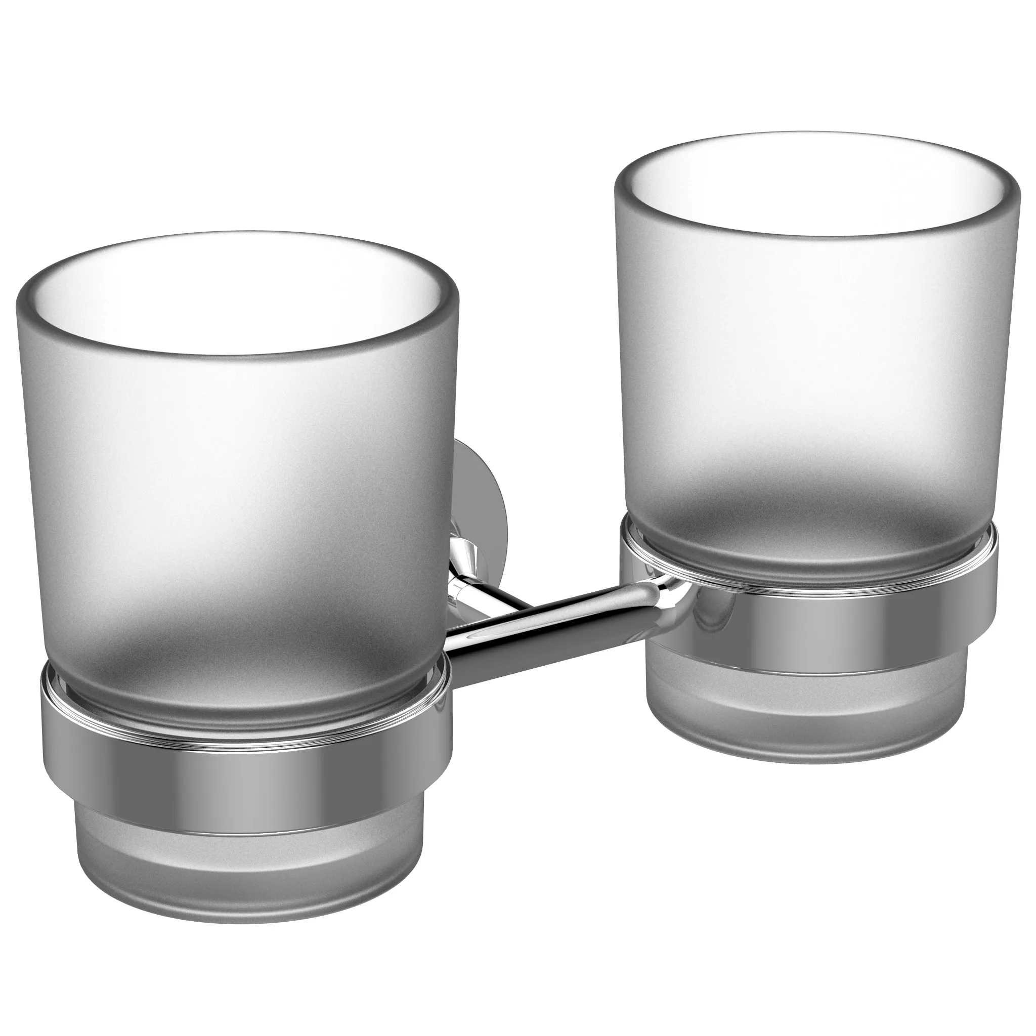 doppelter Zahnputzbecher IOM, satiniertes Glas Chrom doppelter Zahnputzbecher IOM, satiniertes Glas Chrom