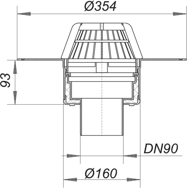 Dachablauf 62 FPO-PP, DN 90