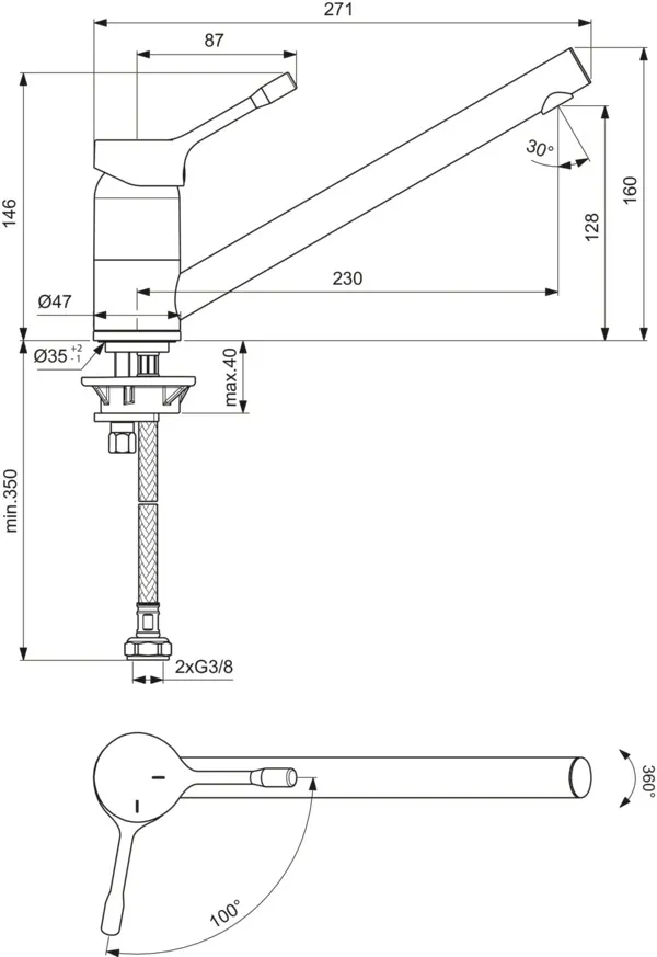 Küchenarmatur Ceralook, Ausladung 230mm, Chrom Küchenarmatur Ceralook, Ausladung 230mm, Chrom