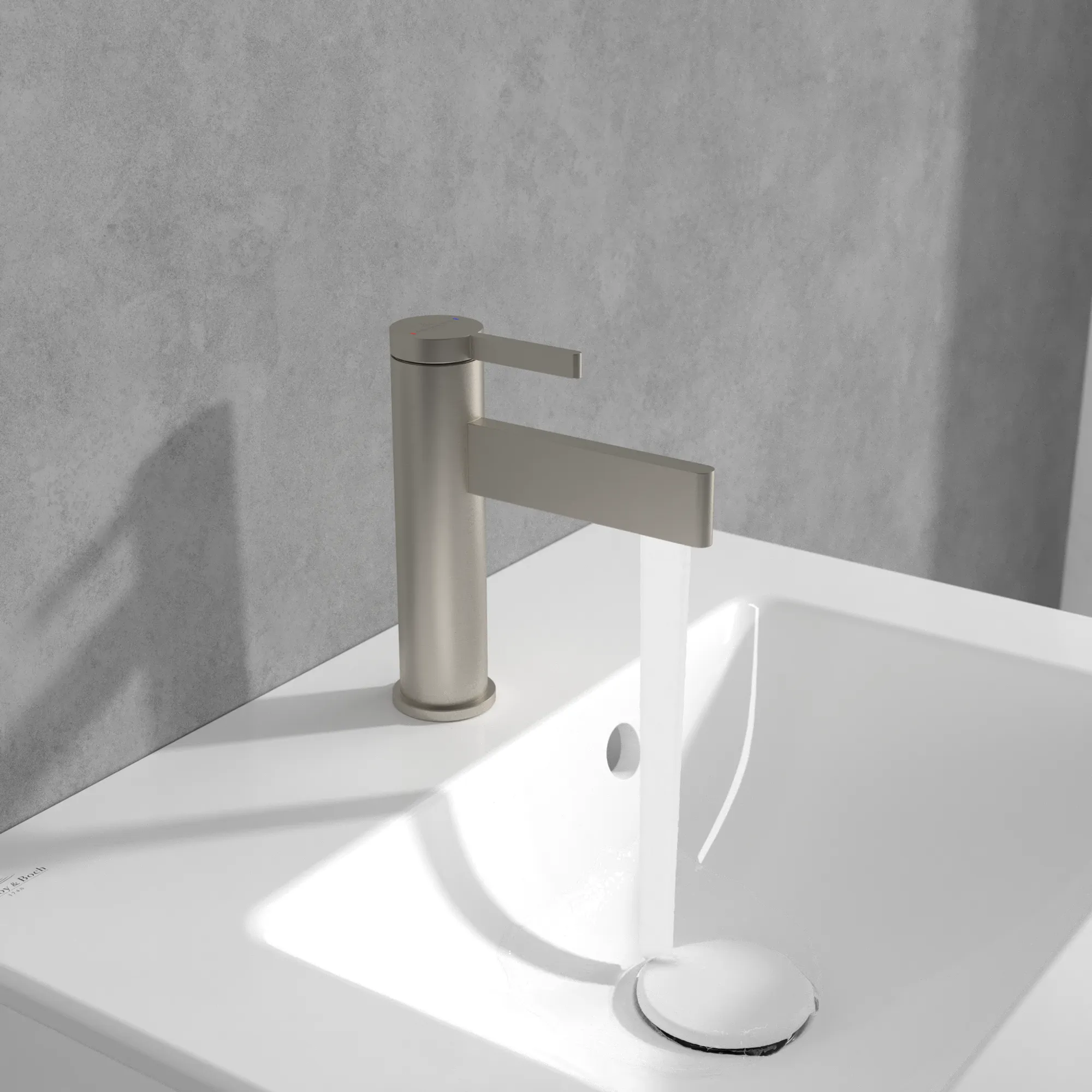 Einhand-Waschtischarmatur „Dawn“ 14,9 cm Ausladung 100 mm in Brushed Nickel Matt Einhand-Waschtischarmatur „Dawn“ 14,9 cm Ausladung 100 mm in Brushed Nickel Matt