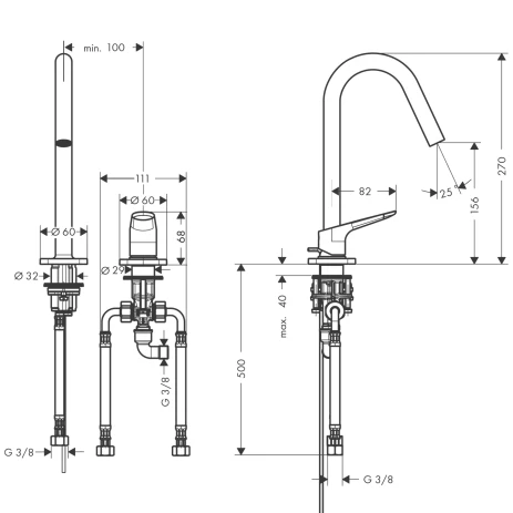 2-Loch Waschtischarmatur Axor Citterio M Standmodell chrom