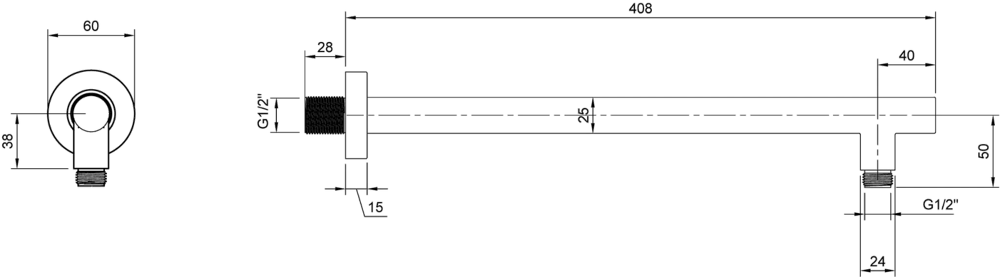 Dusche-Anschlussstück TVC00045351061 40,8 cm in Brushed Gold Dusche-Anschlussstück TVC00045351061 40,8 cm in Brushed Gold