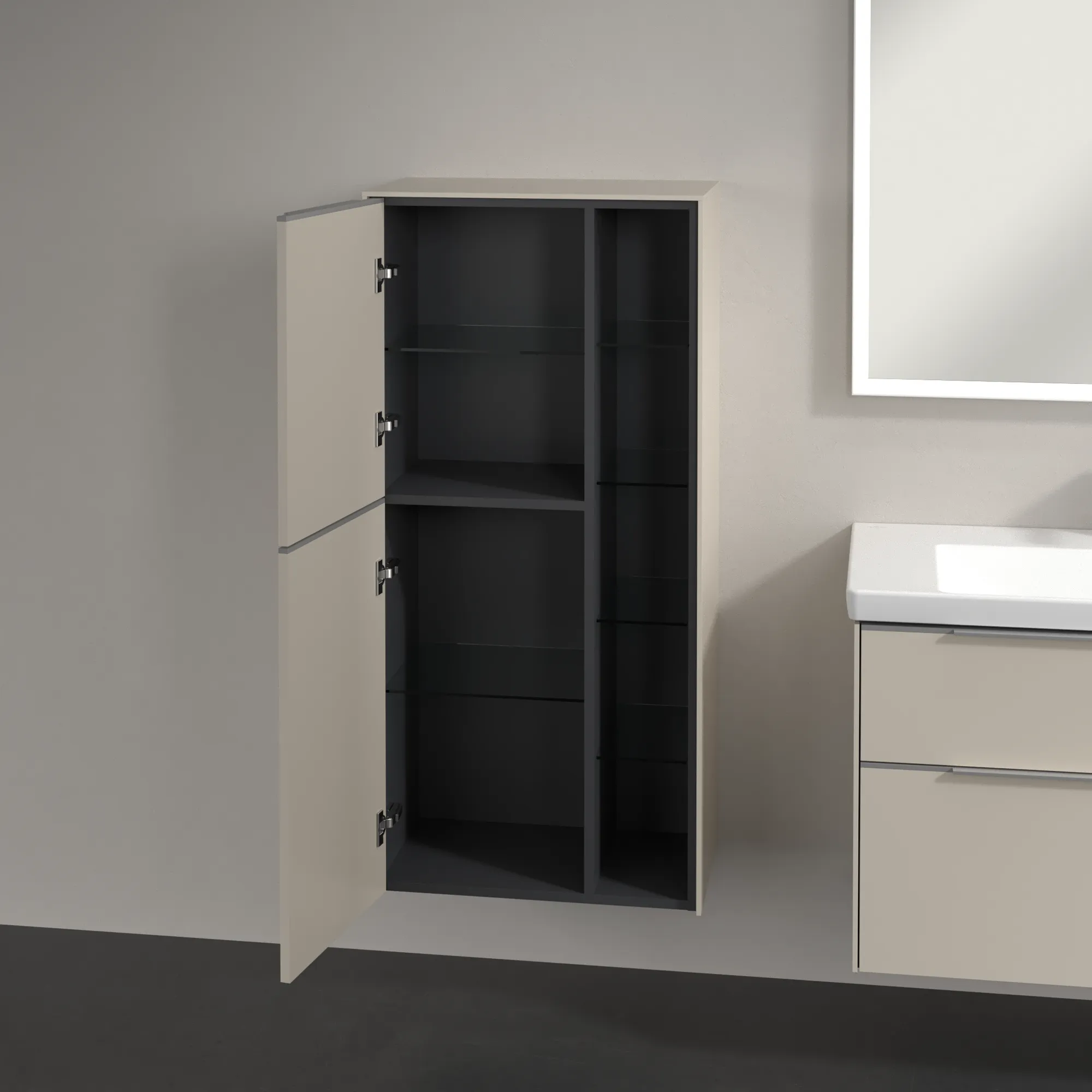 Villeroy & Boch Mittelschrank „Subway 3.0“ 57,4 × 120 × 36,2 × 36,2 cm 2 Türen, Anschlag (Scharnier) links, 2 Türen, Anschlag links