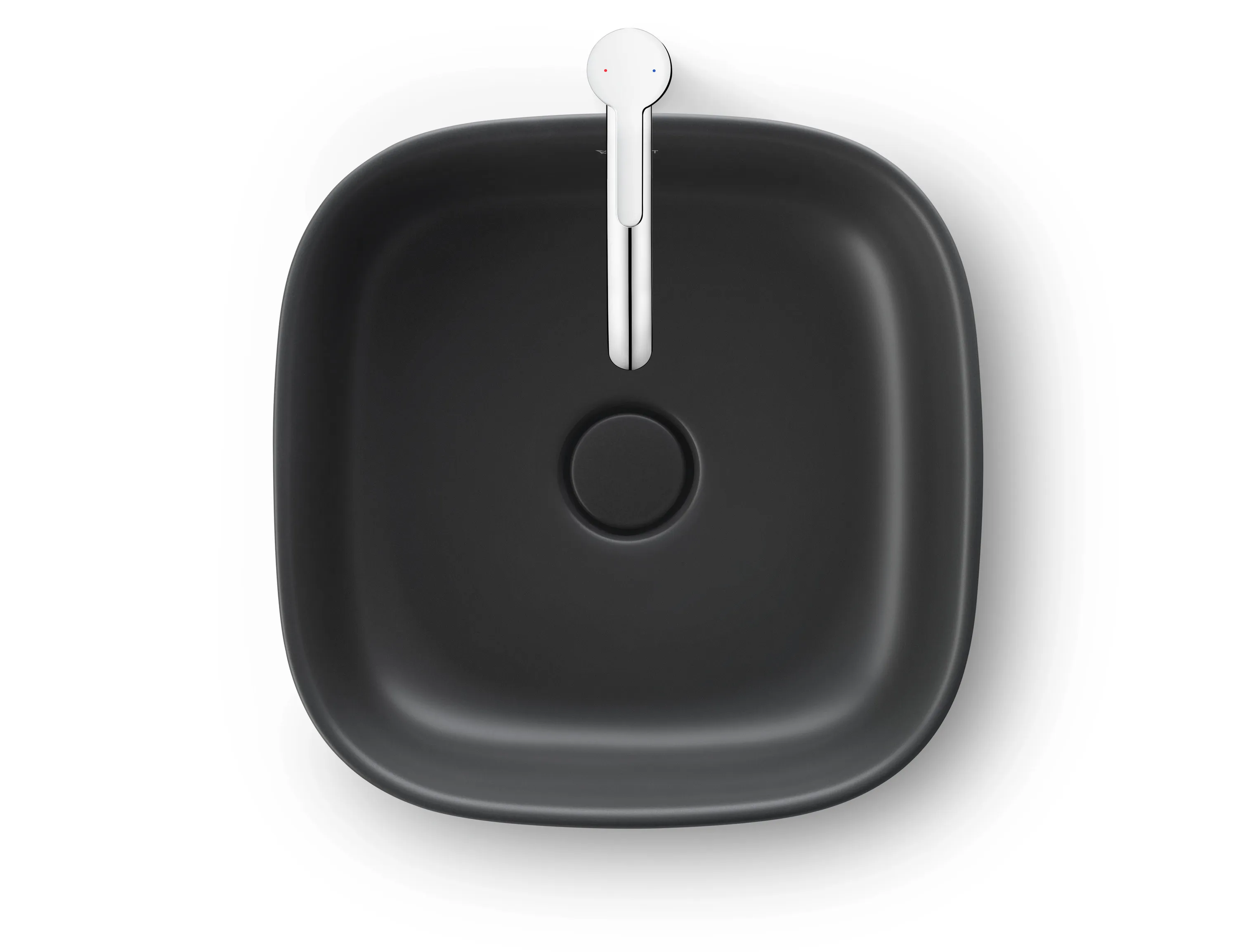 Aufsatzwaschtisch geschliffen „Zencha“ 42 × 42 × 13,5 cm, ohne Hahnlochbohrung in Anthrazit Matt Aufsatzwaschtisch geschliffen „Zencha“ 42 × 42 × 13,5 cm, ohne Hahnlochbohrung in Anthrazit Matt