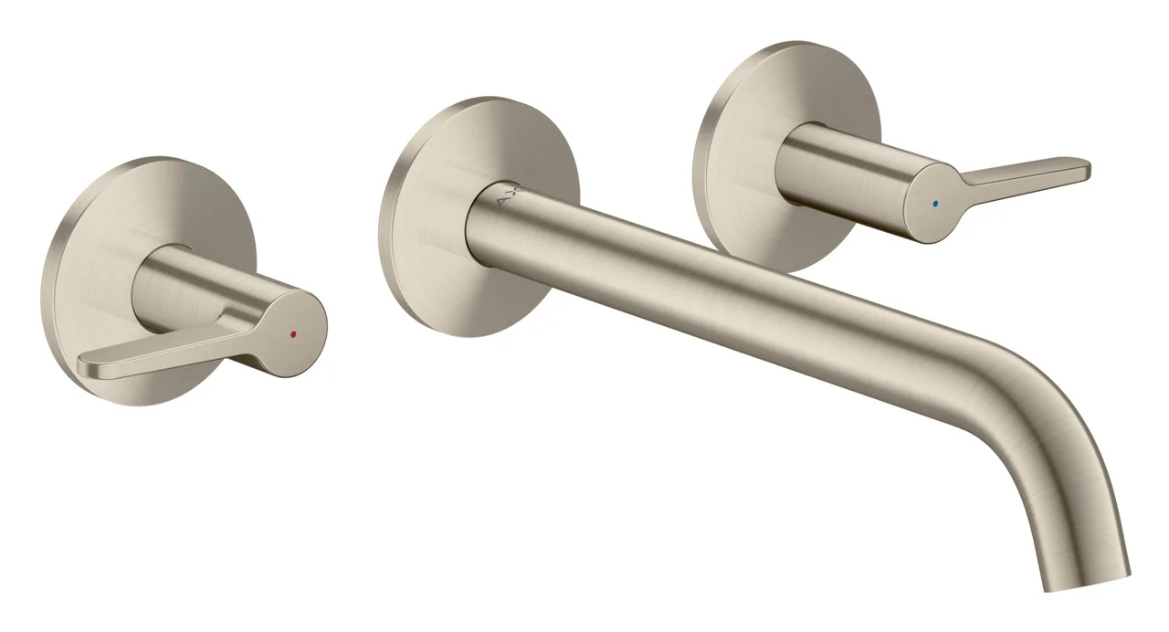 Hansgrohe AXOR One 3-Loch Waschtischarmatur Unterputz Wandmontage 220 mm Hebelgriff Brushed Nickel Hansgrohe AXOR One 3-Loch Waschtischarmatur Unterputz Wandmontage 220 mm Hebelgriff Brushed Nickel
