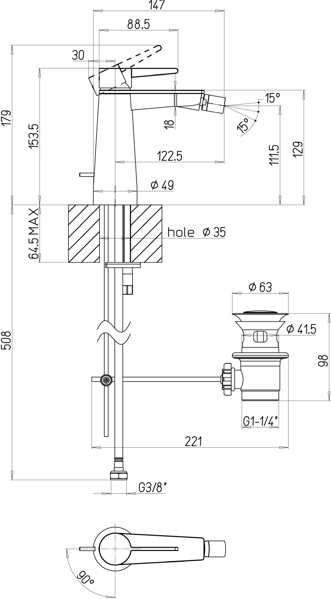 Villeroy & Boch Conum Einhebel-Bidetarmatur TVB127001000, 49x154x147mm, Chrom Villeroy & Boch Conum Einhebel-Bidetarmatur TVB127001000, 49x154x147mm, Chrom