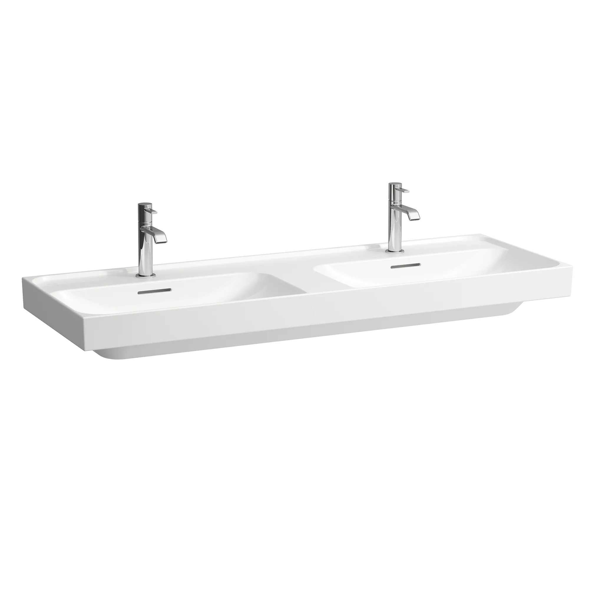 Laufen Doppelwaschtisch MEDA, 460x1300x160 mm, 3 Hahnlöcher je Becken mit Überlauf, weiß LCC Laufen Doppelwaschtisch MEDA, 460x1300x160 mm, 3 Hahnlöcher je Becken mit Überlauf, weiß LCC