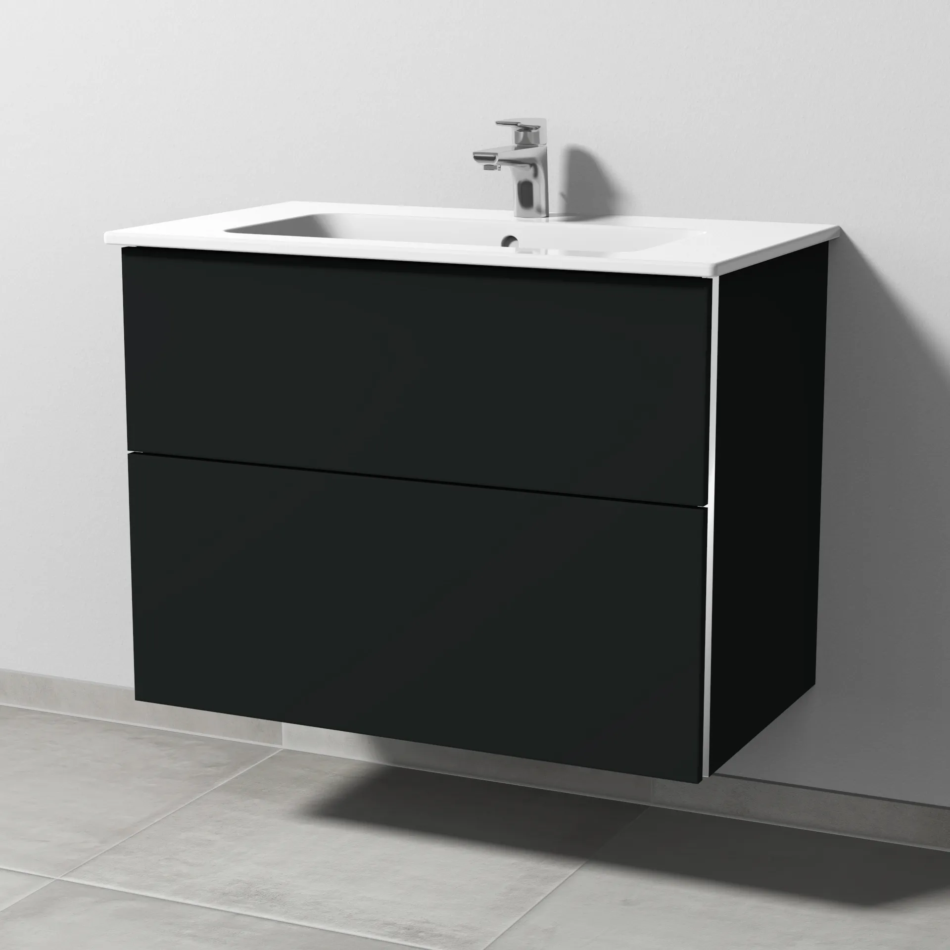 Sanipa Waschtischunterschrank „3way“ passend zu Keramik-Waschtische ME by Starck von Duravit 800 × 613 × 467 mm in Vulkan (matt)