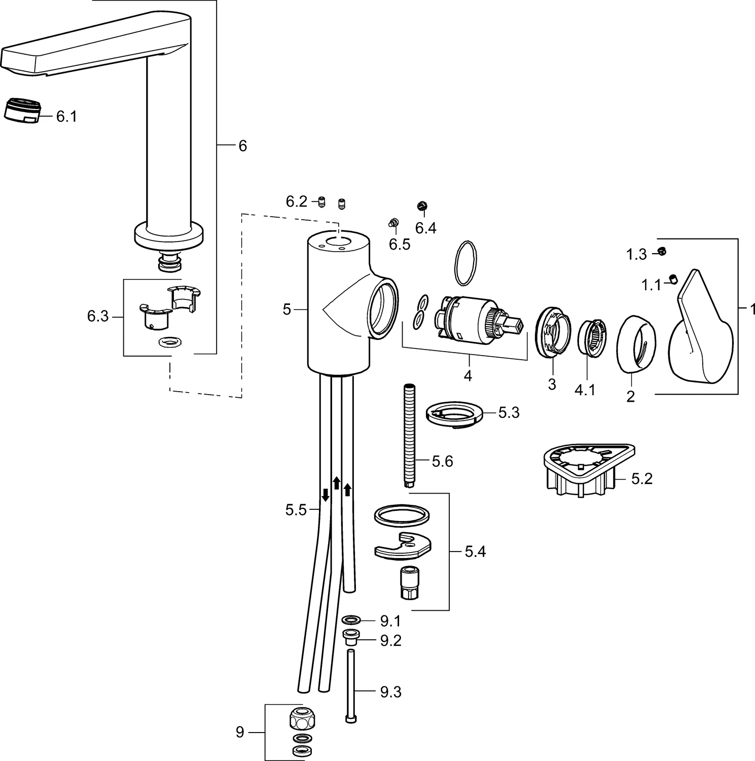 HansaTWIST Einhebelmischer Küchenarmatur, Niederdruck, Chrom, DN15