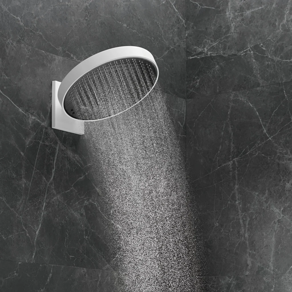 Hansgrohe Rainfinity Kopfbrause 360° 3jet, Wandmontage mattweiß, 360 mm Brausekopfgröße, DN15 Anschluss Hansgrohe Rainfinity Kopfbrause 360° 3jet, Wandmontage mattweiß, 360 mm Brausekopfgröße, DN15 Anschluss