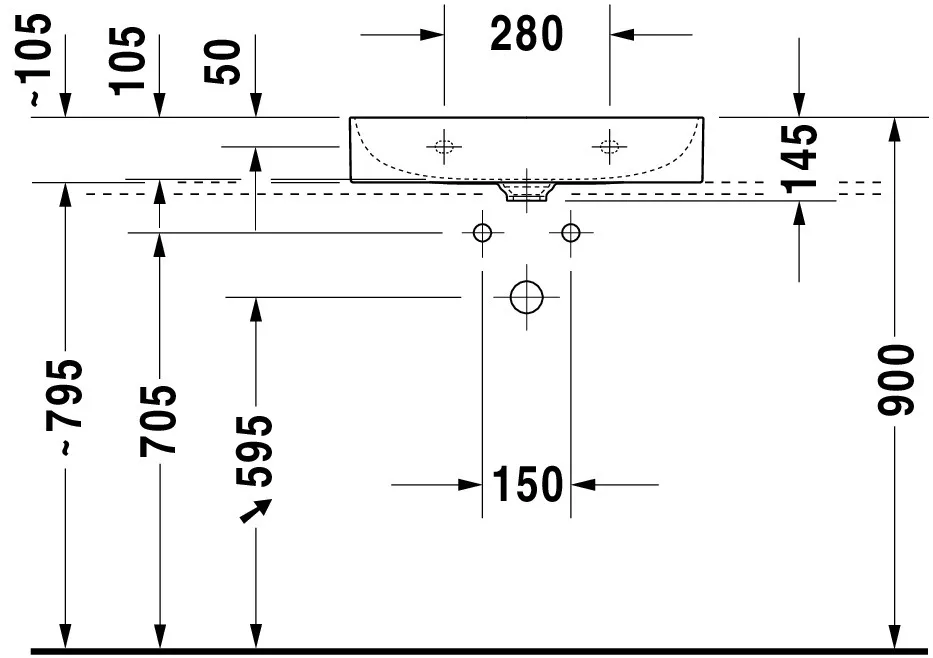 Wandwaschtisch „DuraSquare“, ohne Überlauf Wandwaschtisch „DuraSquare“, ohne Überlauf