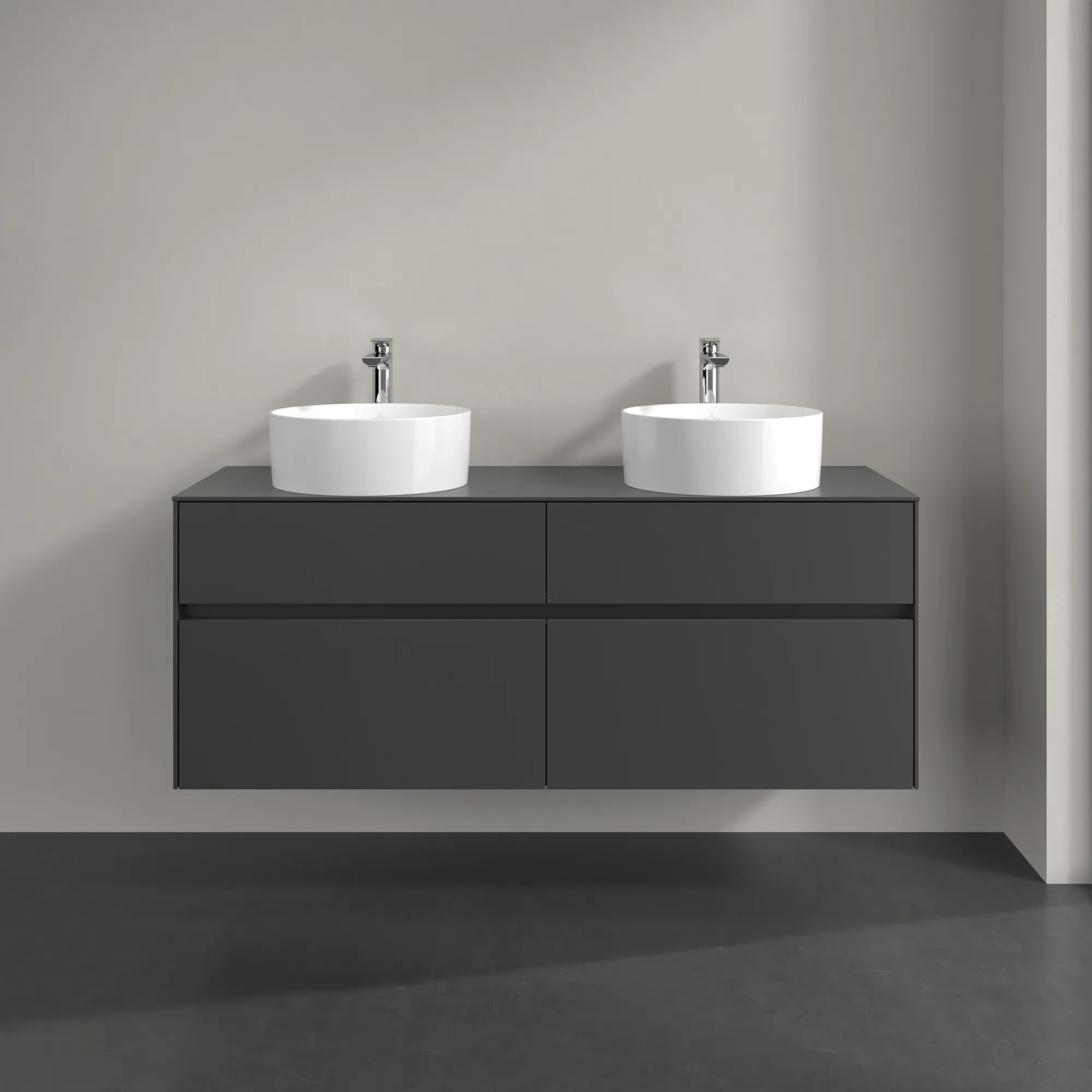 Villeroy & Boch Waschtischunterschrank „Collaro“ 1400 × 548 × 500 mm Graphite, ohne Beleuchtung, für links und rechts