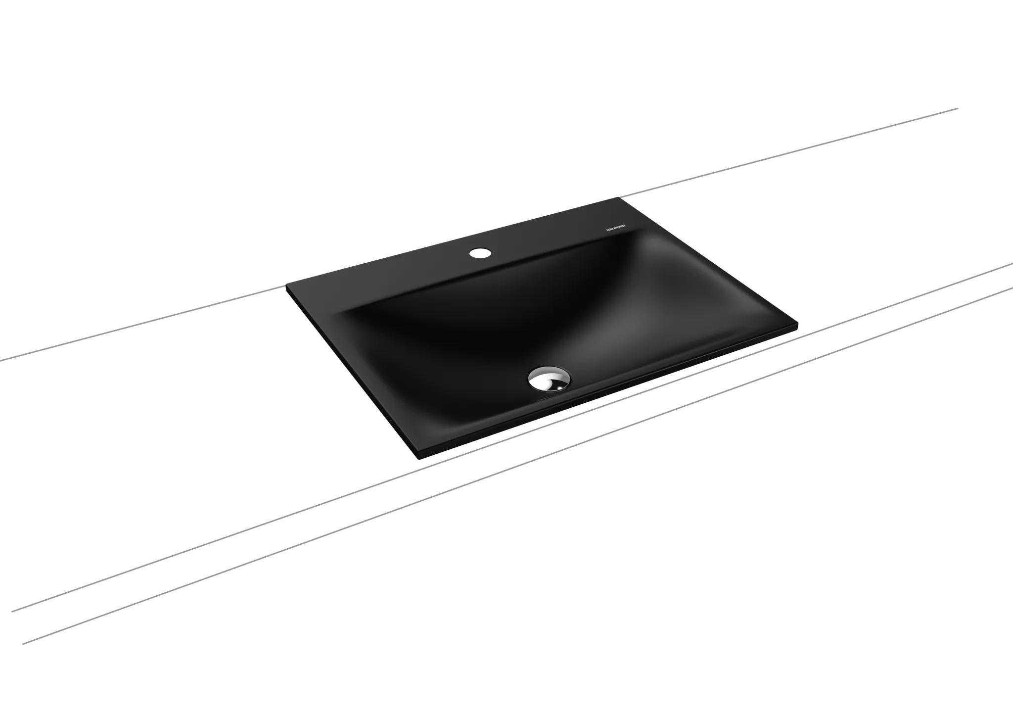 Einbauwaschtisch „Silenio“ 60 × 46 cm, ohne Hahnlochbohrung in schwarz matt, mit Perl-Effekt