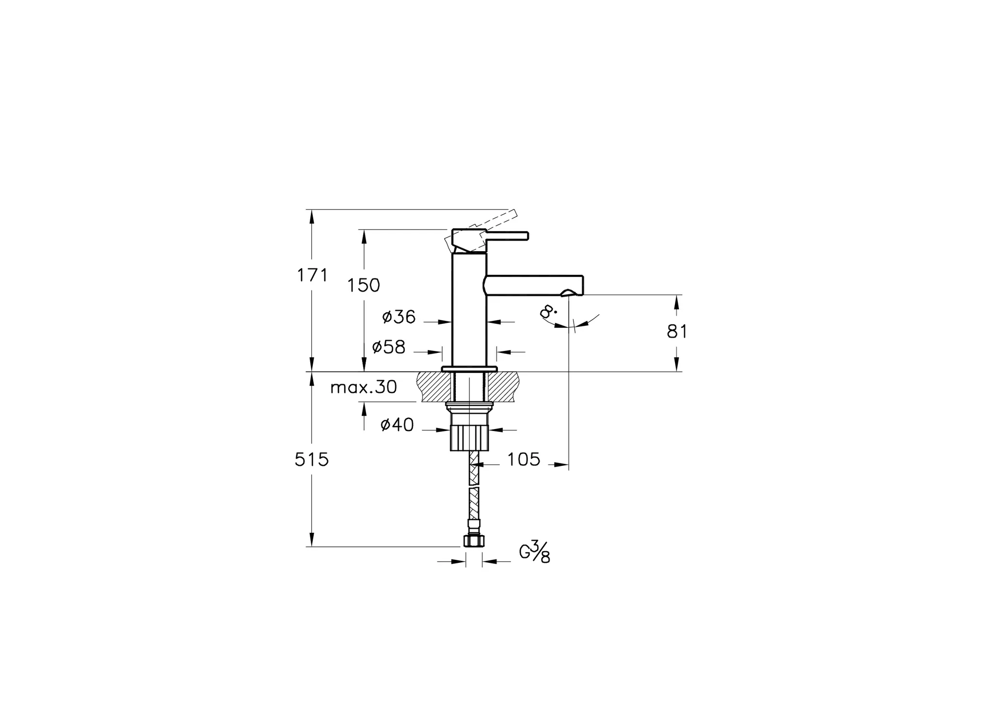 Origin Einhebel-Waschtischmischer Höhe 15 cm Einlochmontage Chrom