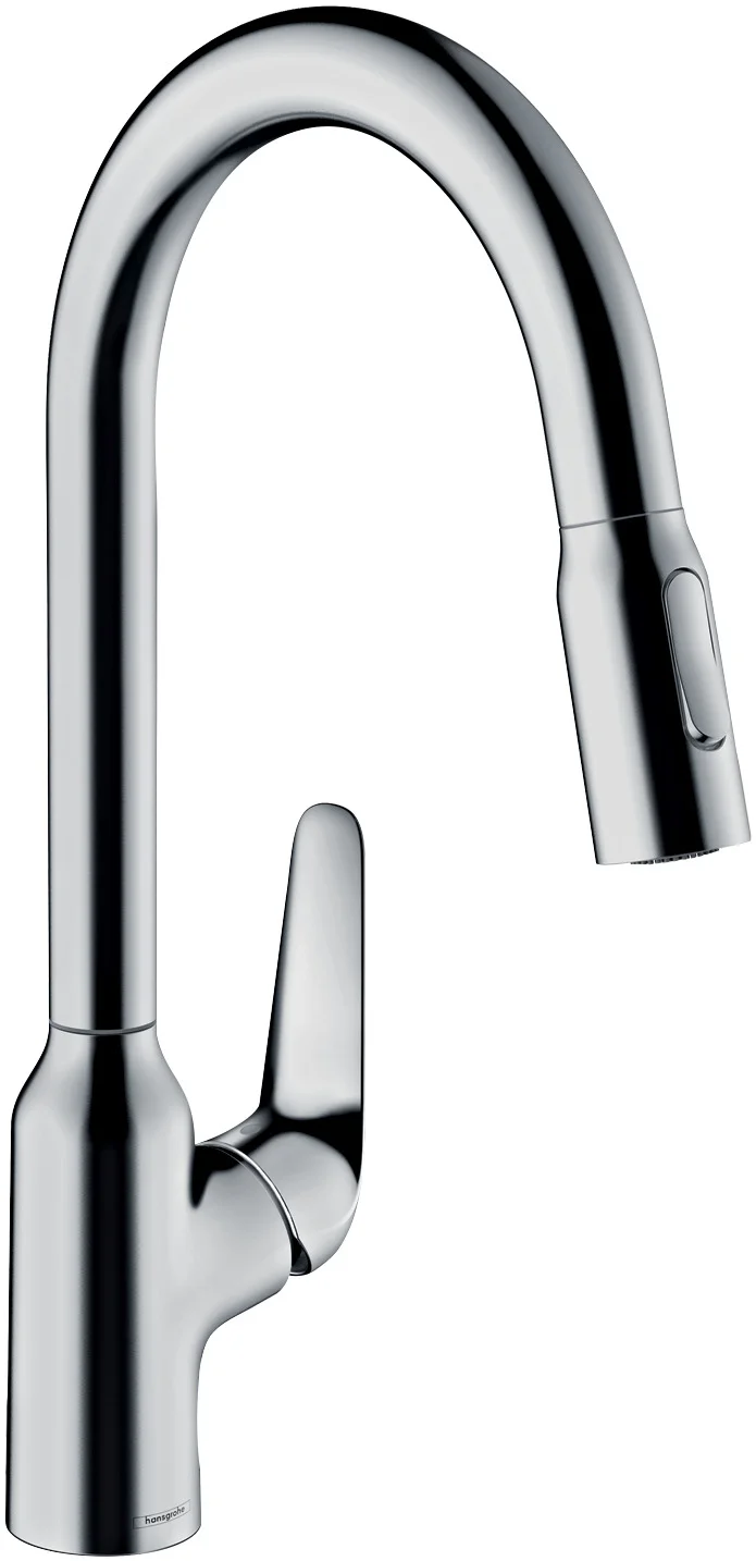 Hansgrohe Spültischmischer Focus M42 mit Ausziehbrause 2jet in Chrom, 360° Schwenkbereich, ComfortZone 220, max. Durchfluss 8 l/min, Auszugslänge bis zu 50 cm
