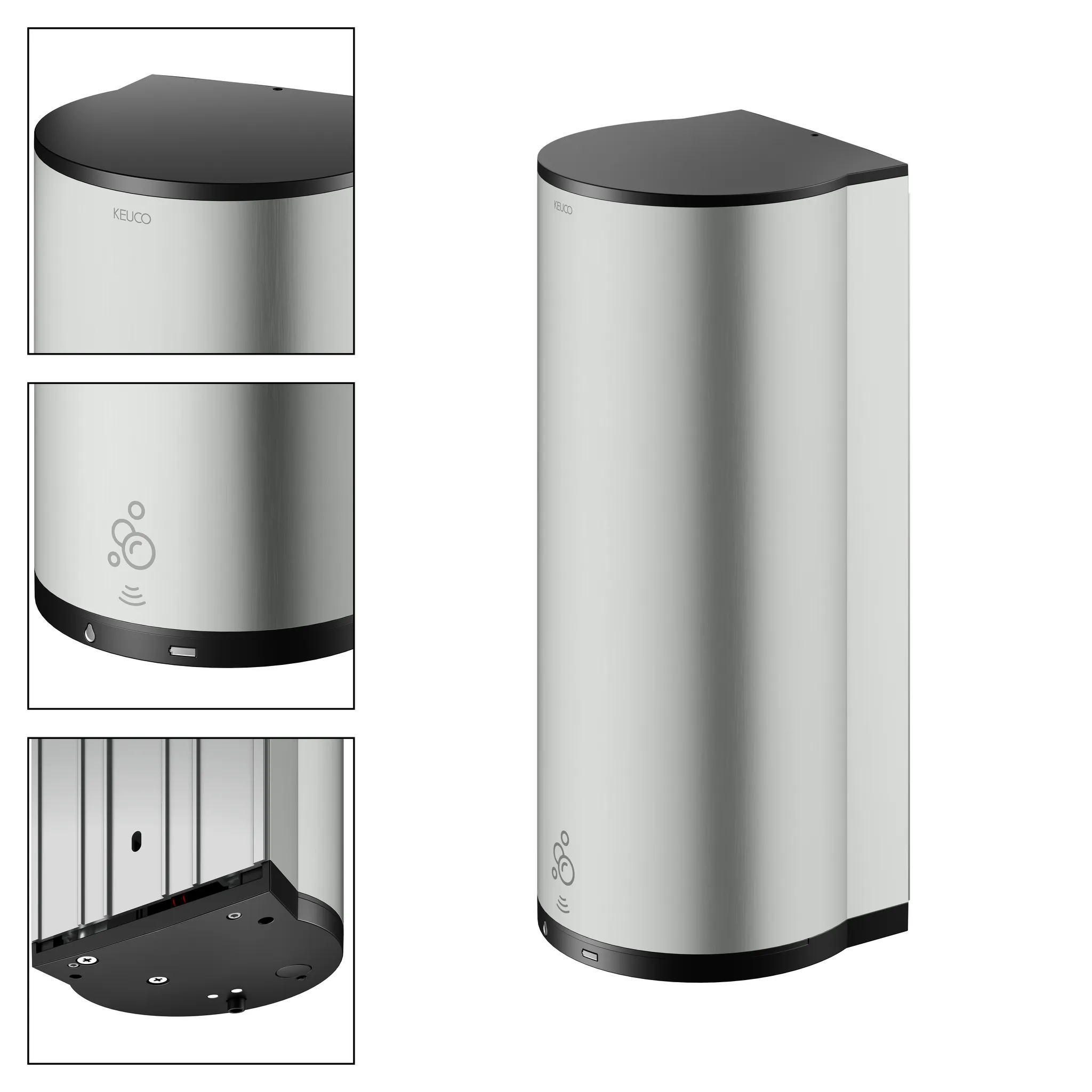 KEUCO PLAN Sensor-Seifenspender für Schaumseife elektronisch / Wandmodell Edelstahl-finish / schwarz KEUCO PLAN Sensor-Seifenspender für Schaumseife elektronisch / Wandmodell Edelstahl-finish / schwarz