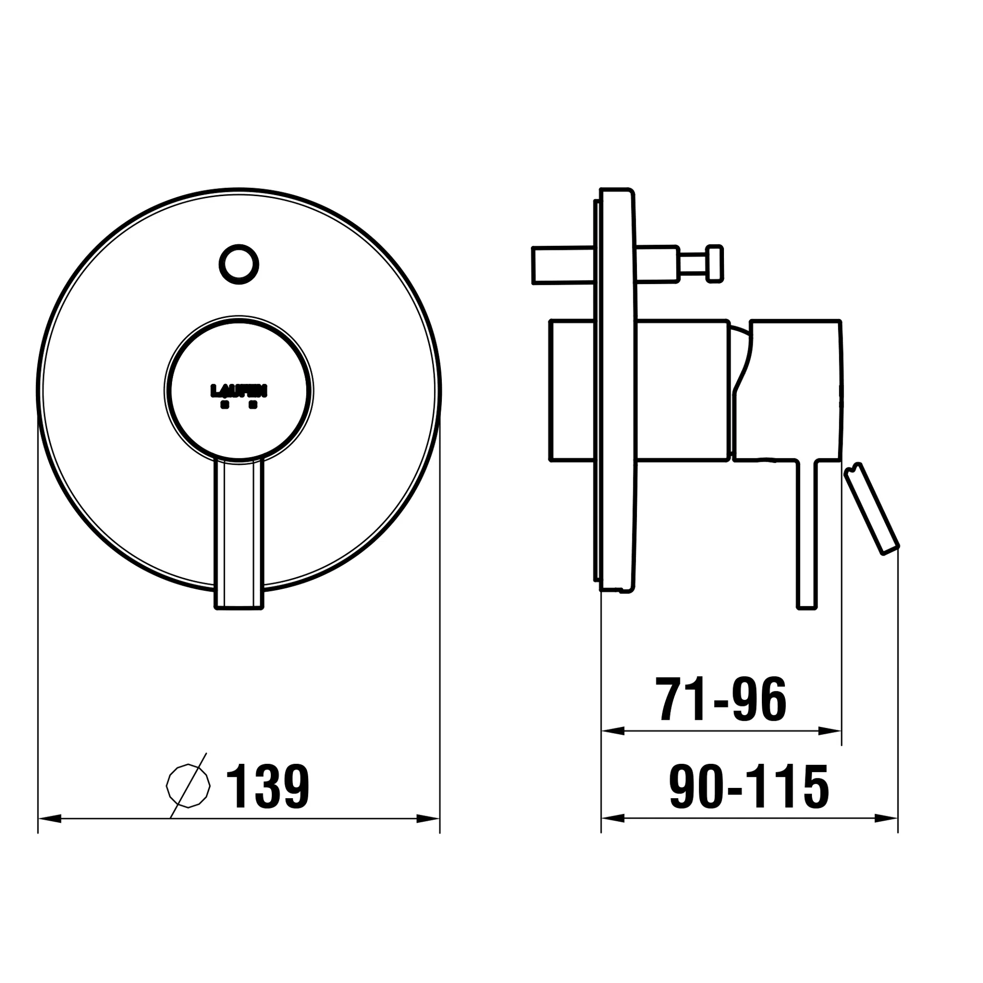 Einhebel-Brausemischer Unterputz MEDA für SIMIBOX Standard oder SIMIBOX Light, 2 Mischwasserabgänge, chrom