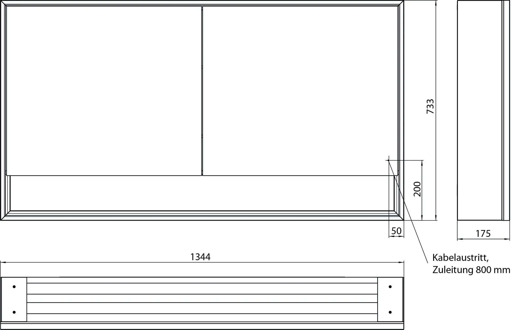 LED-Lichtspiegelschrank Loft mit Unterfach Aufputz, 1300 mm, 2-türig schwarz LED-Lichtspiegelschrank Loft mit Unterfach Aufputz, 1300 mm, 2-türig schwarz