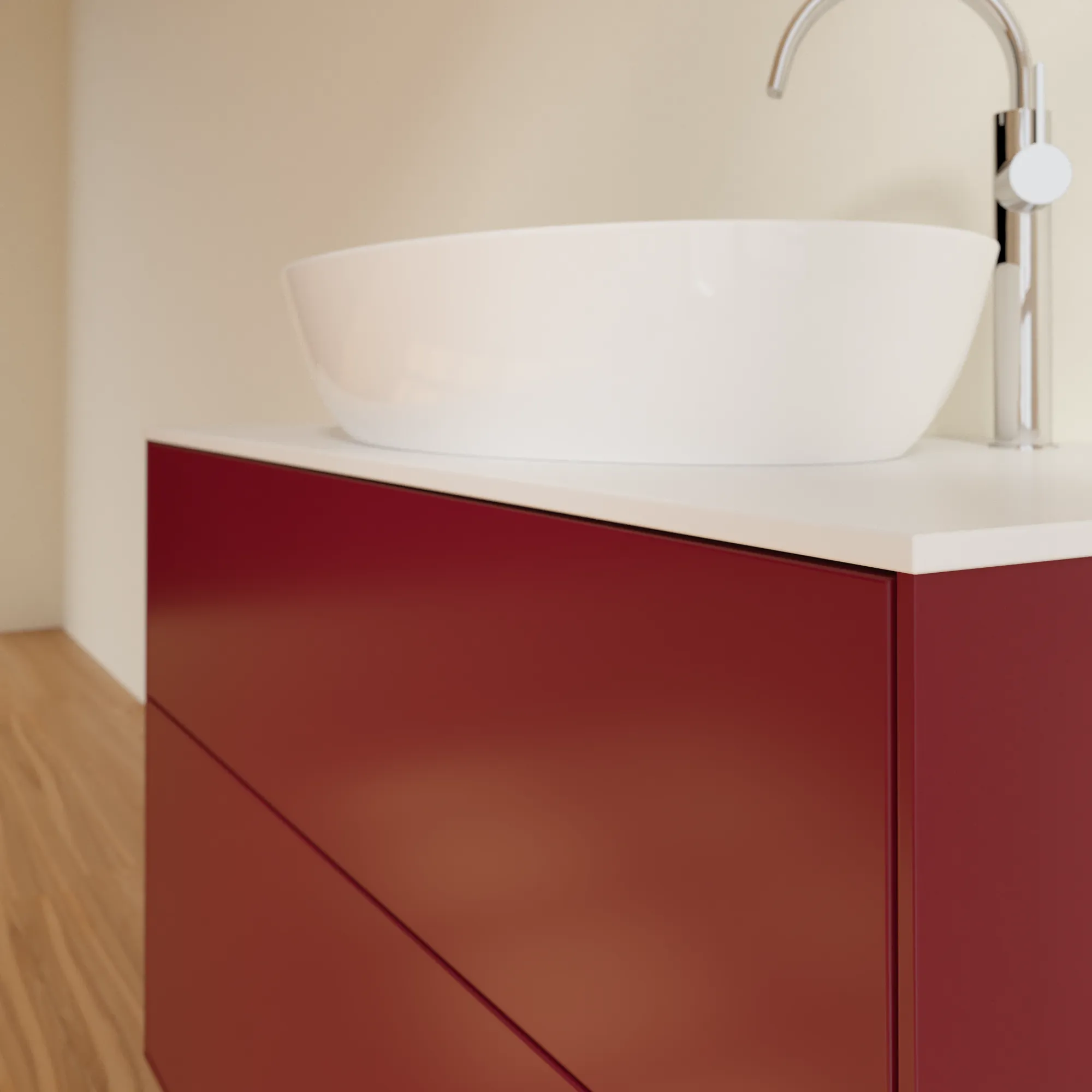 Villeroy & Boch Waschtischunterschrank „Finion“ für Schrankwaschtisch 1000 × 603 × 501 mm Peony Matt Lacquer, für Becken mittig, mit Hahnlochbohrung Villeroy & Boch Waschtischunterschrank „Finion“ für Schrankwaschtisch 1000 × 603 × 501 mm Peony Matt Lacquer, für Becken mittig, mit Hahnlochbohrung