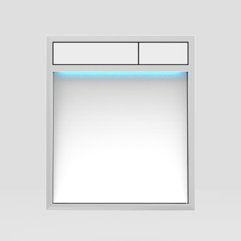 Betätigungsplatte „LIS“ mit Designelement aus weißem Glas, Tasten in weiß-alpin