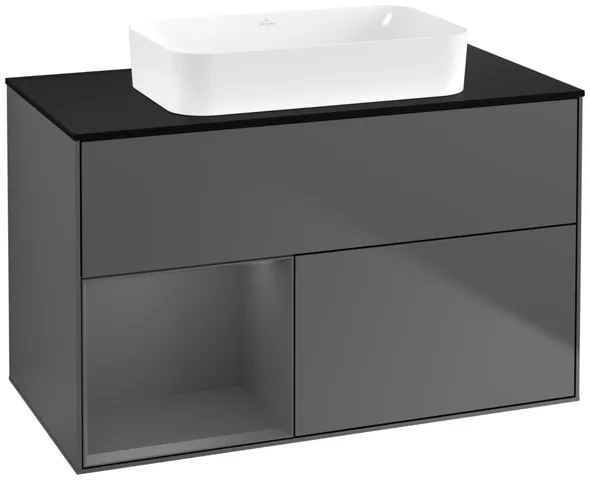 Villeroy & Boch Waschtischunterschrank „Finion“ für Schrankwaschtisch 1000 × 603 × 501 mm Anthracite Matt Lacquer, ohne Hahnlochbohrung, für Becken mittig Villeroy & Boch Waschtischunterschrank „Finion“ für Schrankwaschtisch 1000 × 603 × 501 mm Anthracite Matt Lacquer, ohne Hahnlochbohrung, für Becken mittig