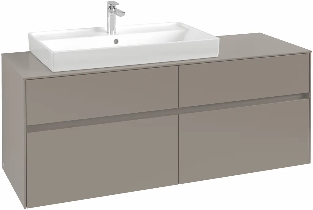 Villeroy & Boch Waschtischunterschrank „Collaro“ 1400 × 548 × 500 mm Soft Green, ohne Beleuchtung, für Becken links