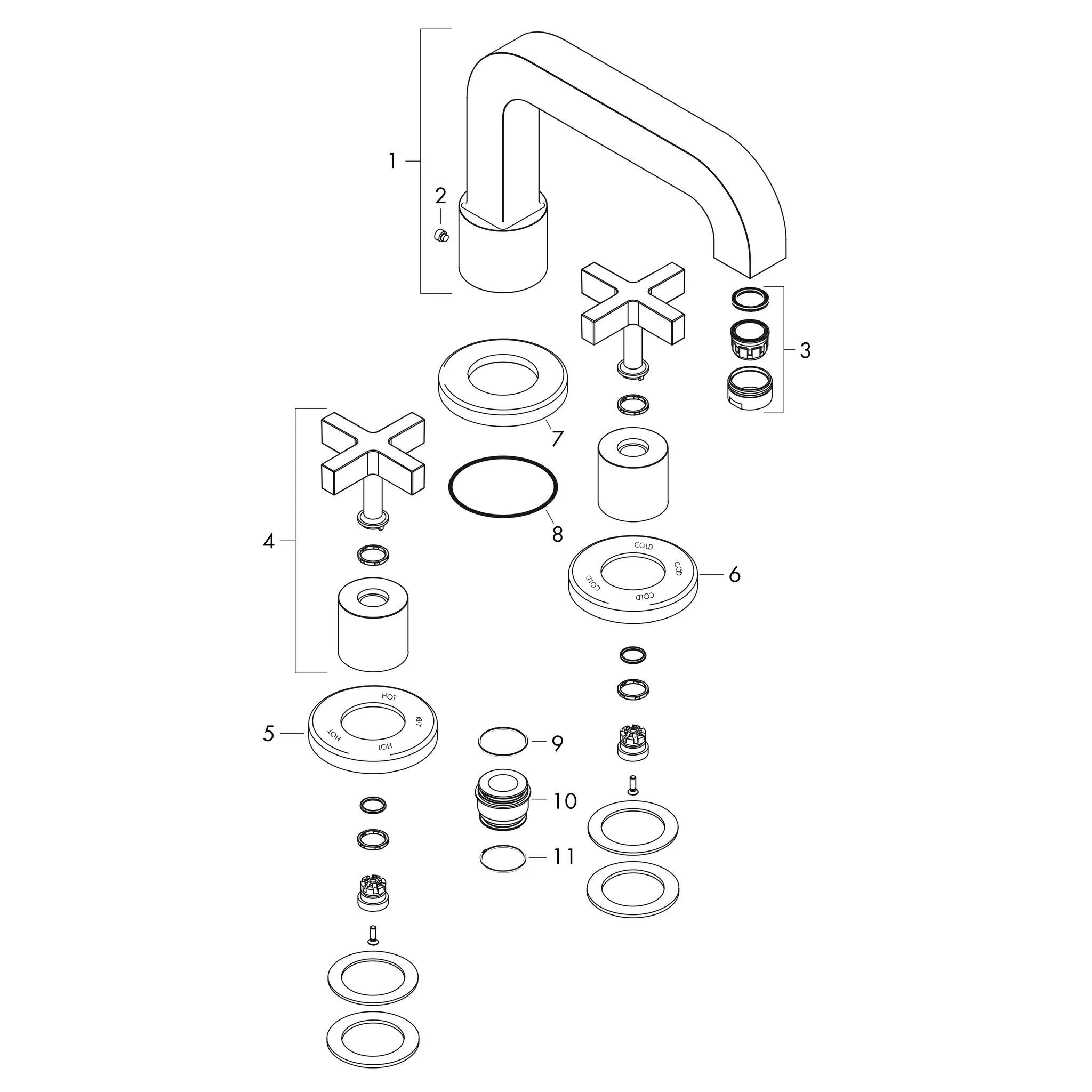 Hansgrohe AXOR Citterio 3-Loch Wannenrandarmatur mit Kreuzgriffen, Chrom Hansgrohe AXOR Citterio 3-Loch Wannenrandarmatur mit Kreuzgriffen, Chrom