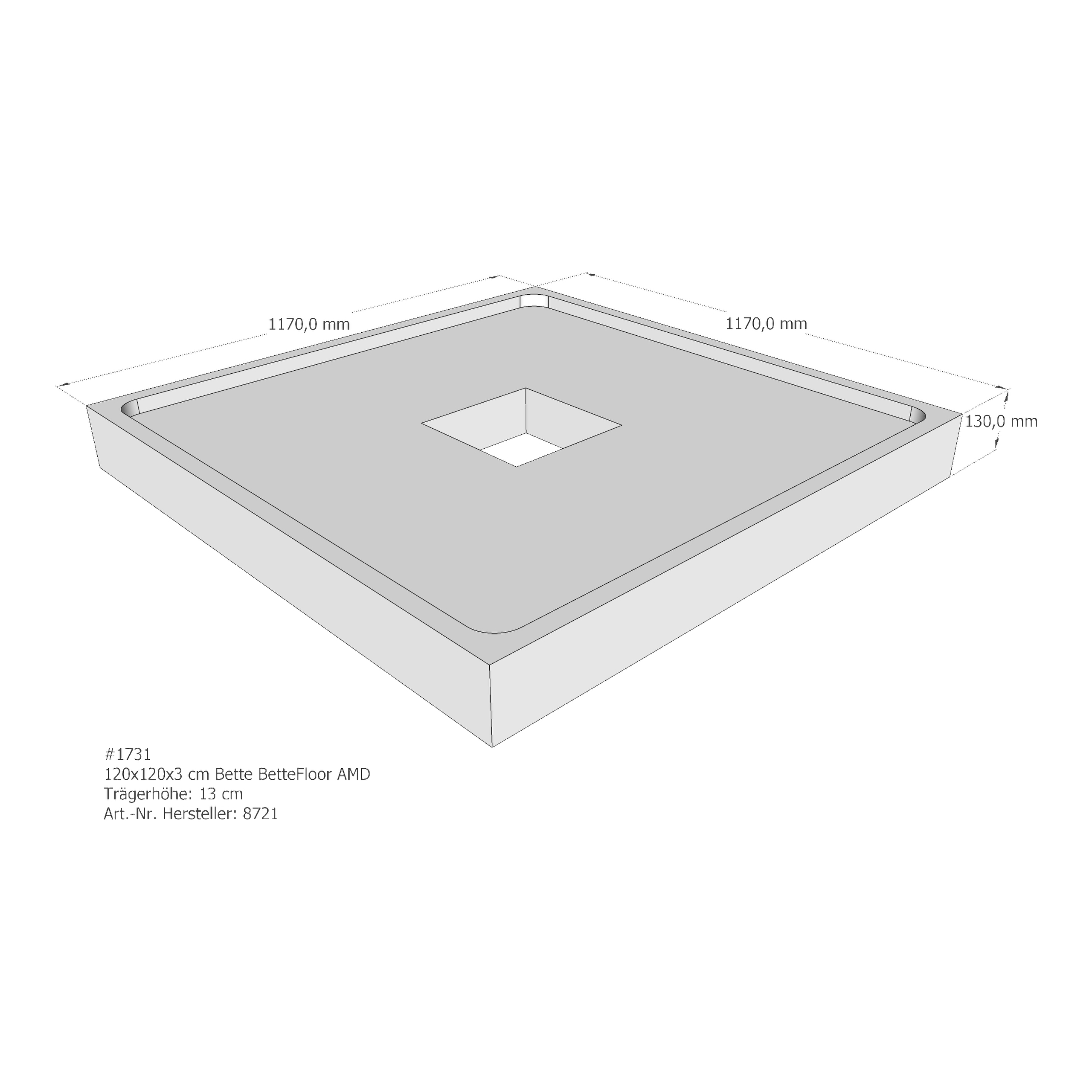 Duschwannenträger für Bette Floor 120 × 120 × 3 cm Duschwannenträger für Bette Floor 120 × 120 × 3 cm