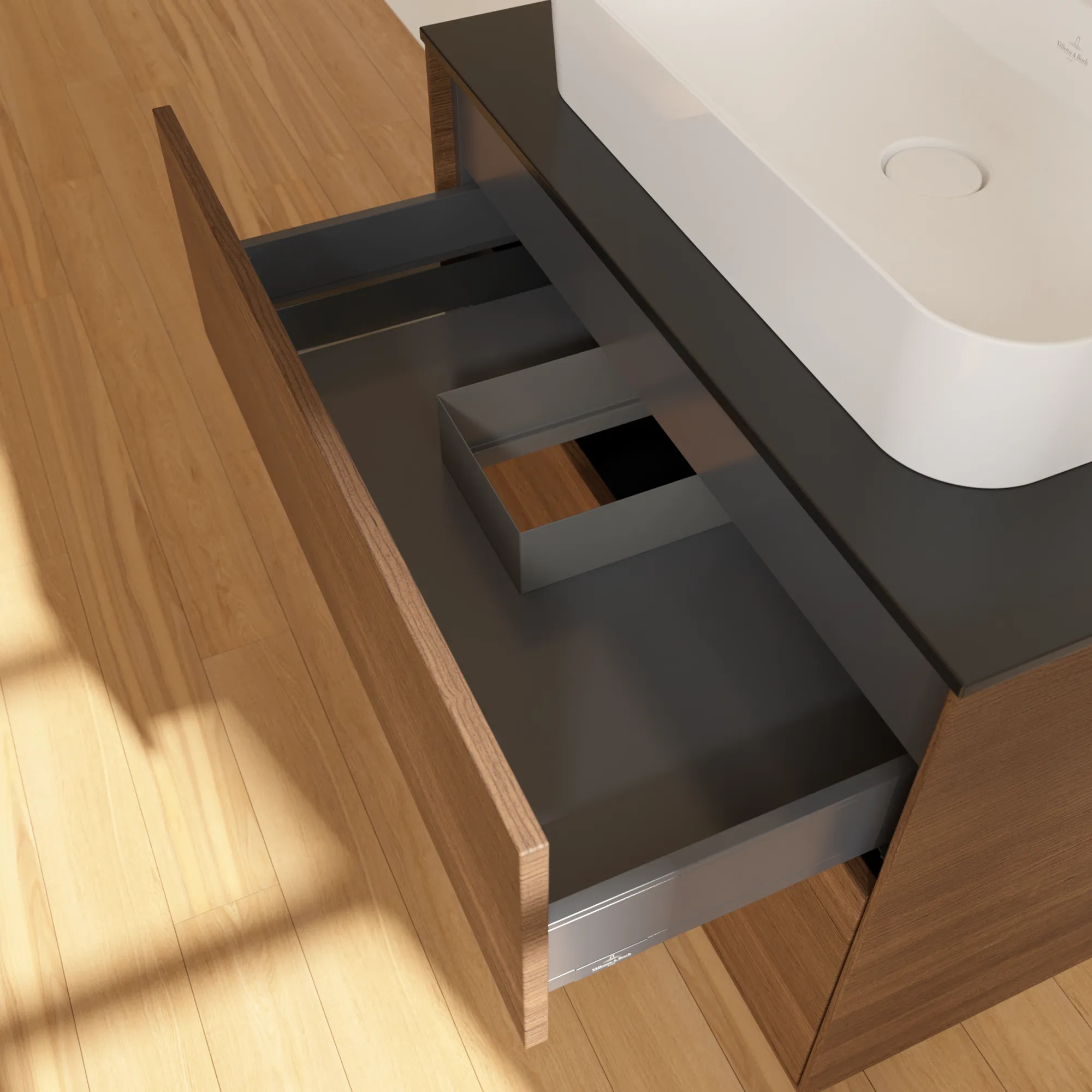 Villeroy & Boch Finion Waschbeckenunterschrank G34, 800x603x501mm, Holz, mit LED-Beleuchtung Villeroy & Boch Finion Waschbeckenunterschrank G34, 800x603x501mm, Holz, mit LED-Beleuchtung