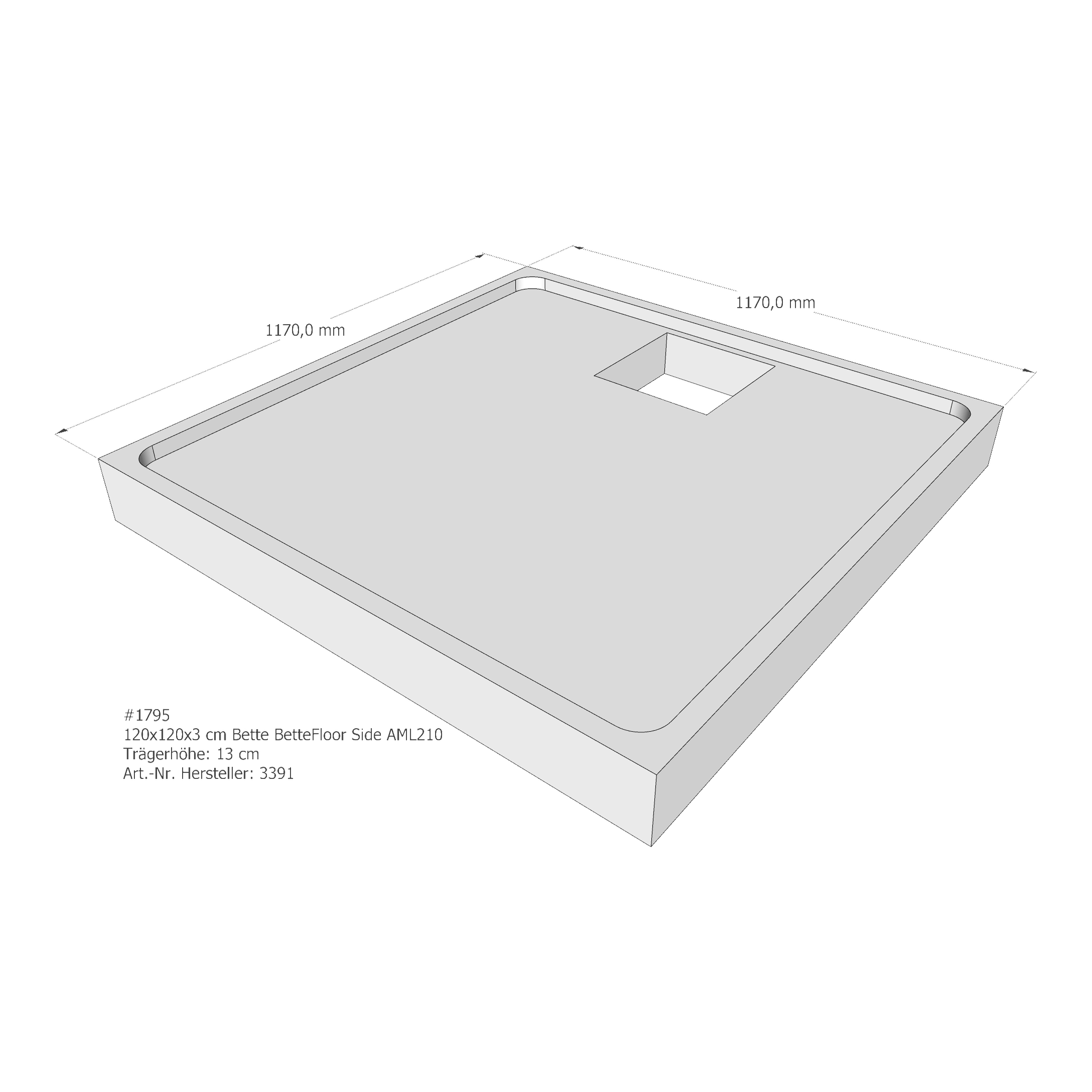 Duschwannenträger für Bette Floor Side 120 × 120 × 3 cm Breite: 120 cm / Länge: 120 cm Duschwannenträger für Bette Floor Side 120 × 120 × 3 cm Breite: 120 cm / Länge: 120 cm