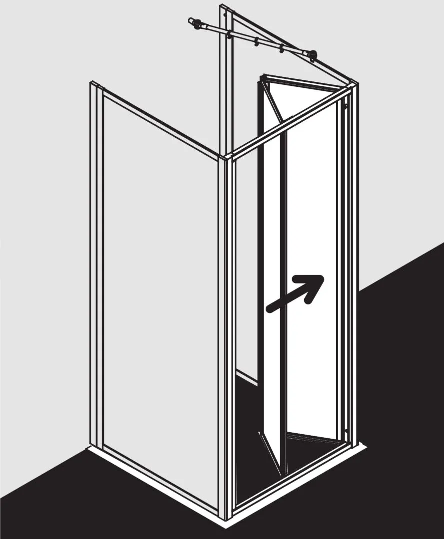 Kermi Duschtür Falttür für Nische und Ecke „NOVA 2000“ Glas Kerolan Fontana, Profile Silber Mattglanz, BV: 660 - 700 mm WE: 660 - 700 mm H: 2000 mm