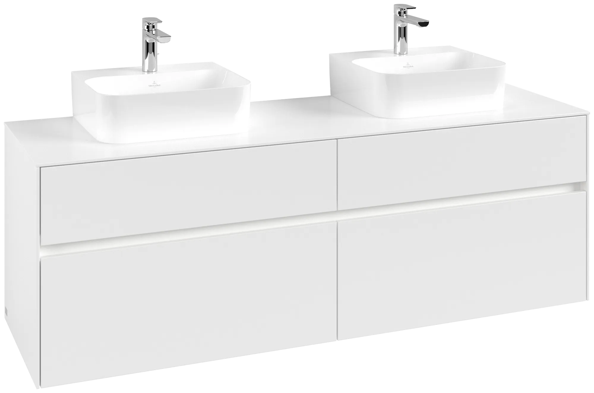 Villeroy & Boch Waschtischunterschrank „Collaro“ 1600 × 548 × 500 mm Weiß Matt, mit Beleuchtung, für links und rechts Villeroy & Boch Waschtischunterschrank „Collaro“ 1600 × 548 × 500 mm Weiß Matt, mit Beleuchtung, für links und rechts
