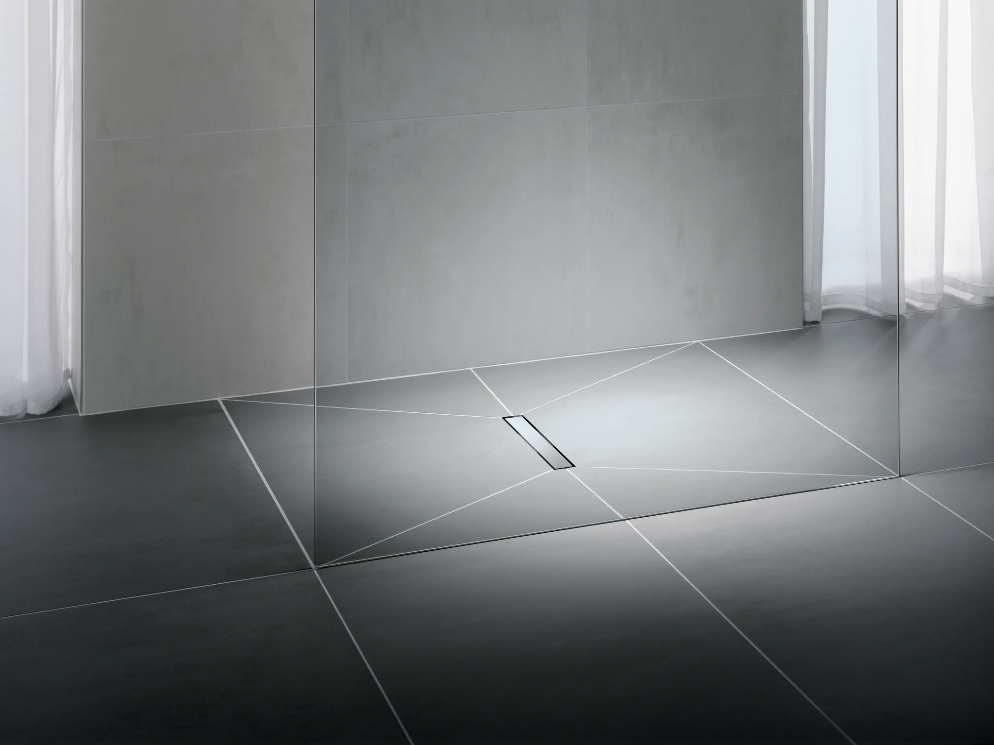 Duschelement Rinne mittig „Line“ 90 × 90 cm