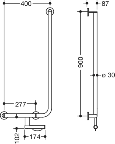 HEWI Haltegriff „System 900“ in Schwarz tiefmatt, Befestigung verdeckt HEWI Haltegriff „System 900“ in Schwarz tiefmatt, Befestigung verdeckt